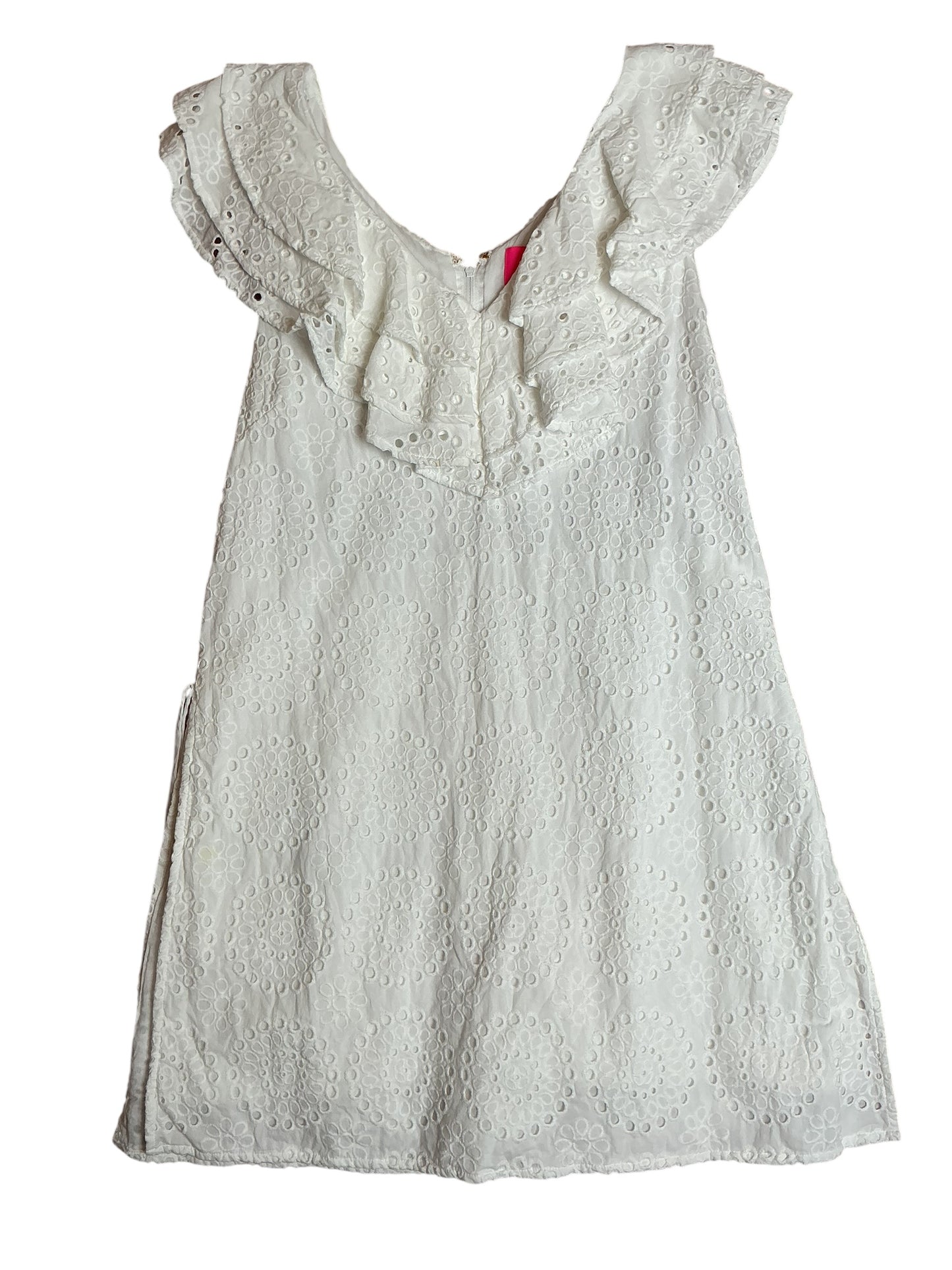 Lilly Pulitzer Emiline Romper - Resort White Circle Bloom Eyelet - Size 10