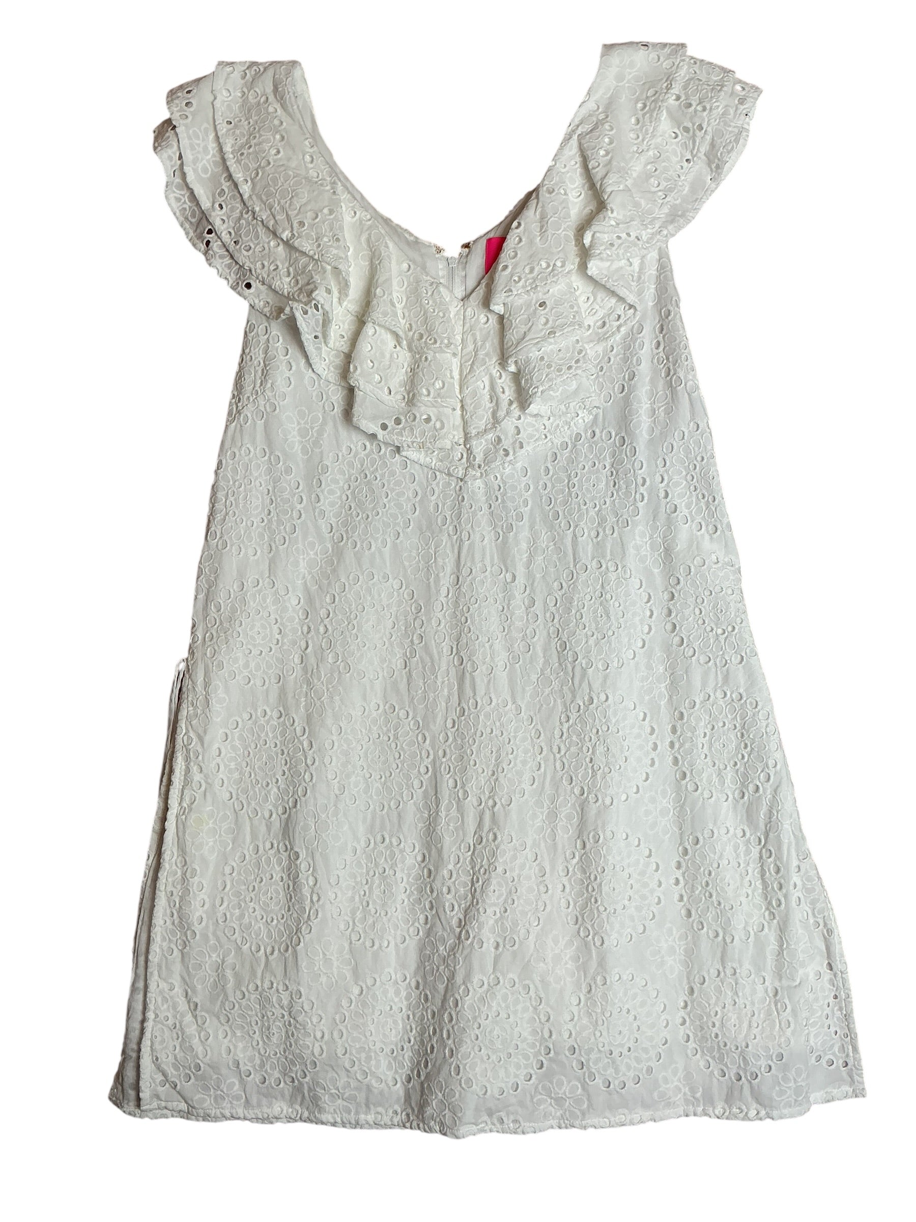 Lilly Pulitzer Emiline Romper - Resort White Circle Bloom Eyelet - Size 10