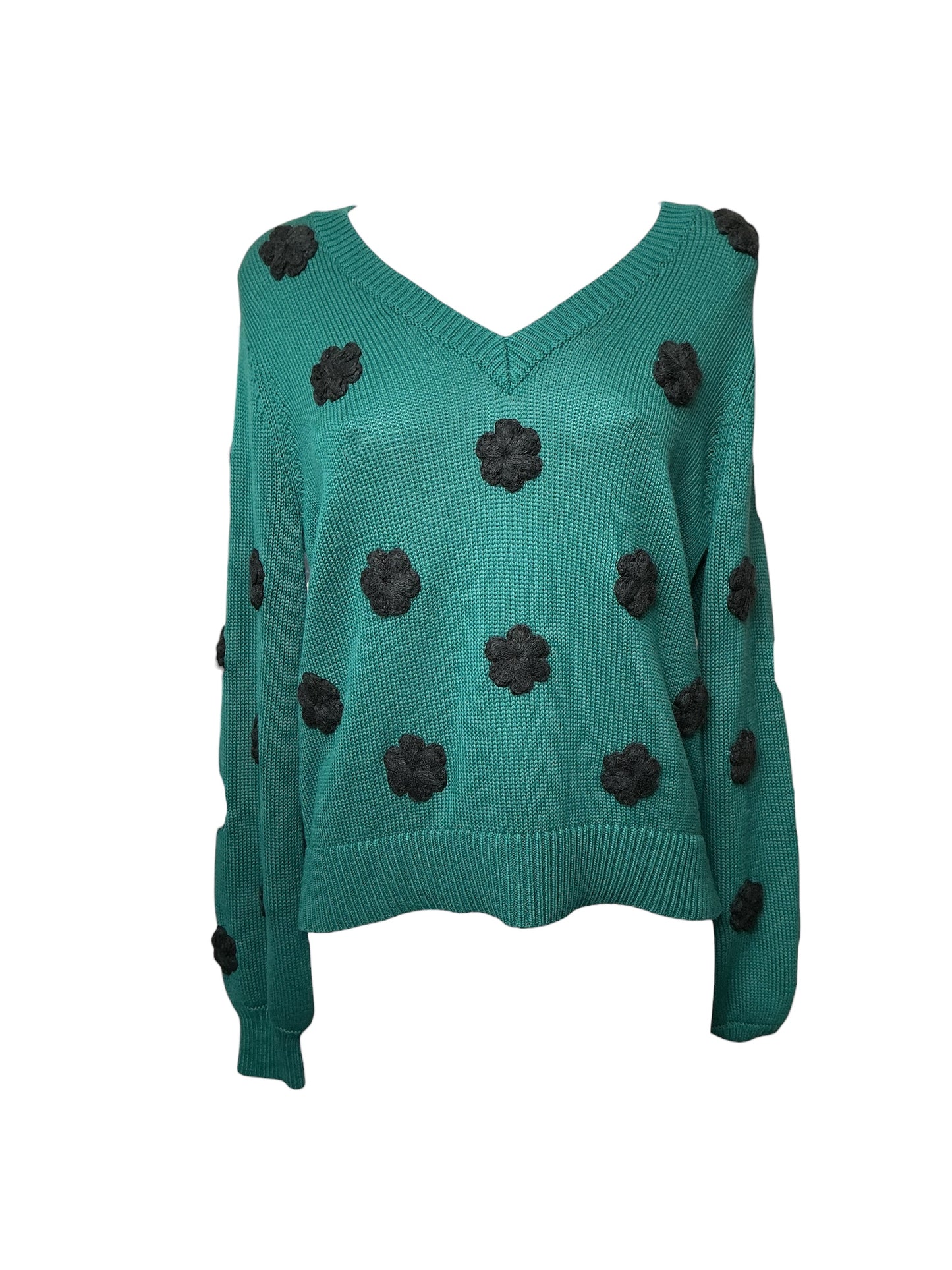 Lilly Pulitzer NWT Wyla Sweater - Villa Green Tossed Crochet Flowers - Size S