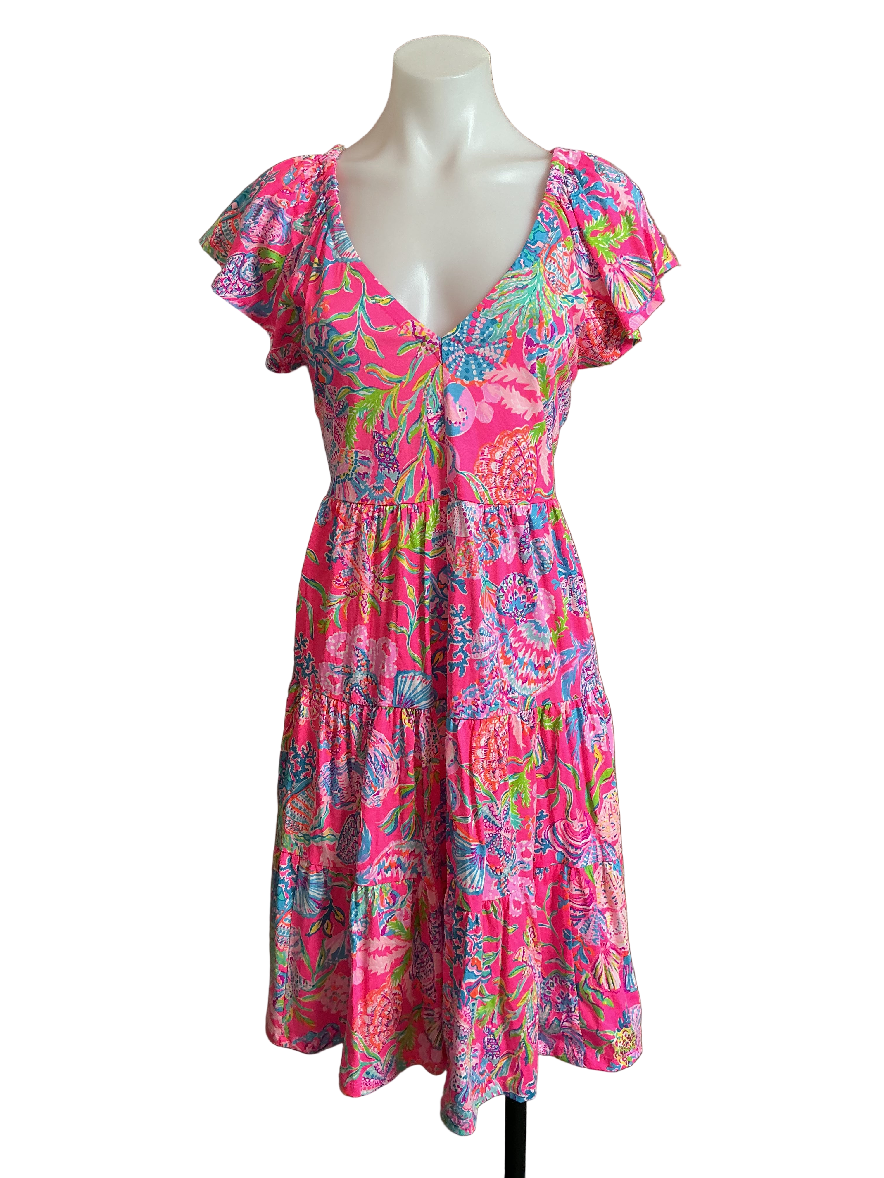 Lilly Pulitzer NWT Kawai Flutter Sleeve D Pink Isle Shell Me Something Good - Size M