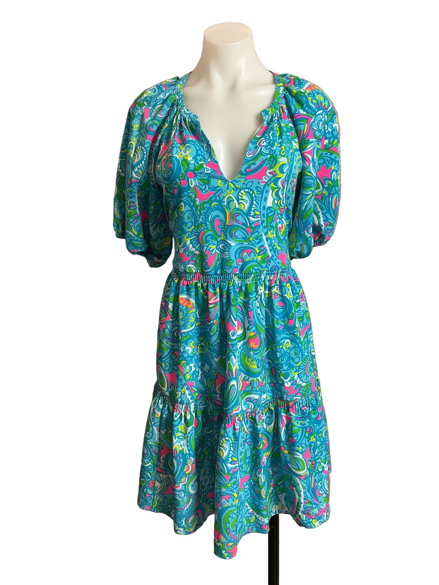 Lilly Pulitzer NWT Shannon Short Sleeve Dress Seabreeze Blue Hey Gull Friend - Size M