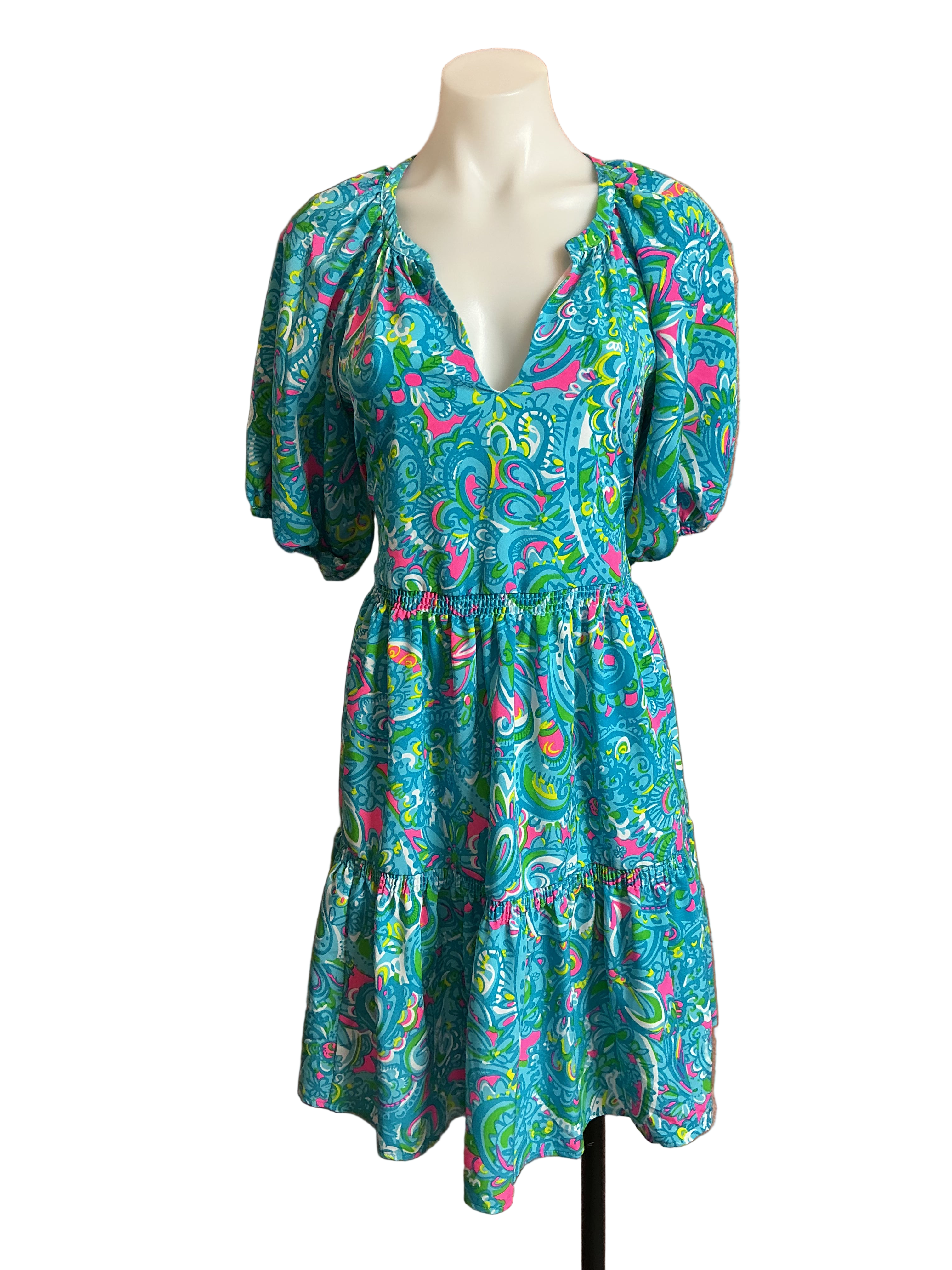 Lilly Pulitzer NWT Shannon Short Sleeve Dress Seabreeze Blue Hey Gull Friend - Size M