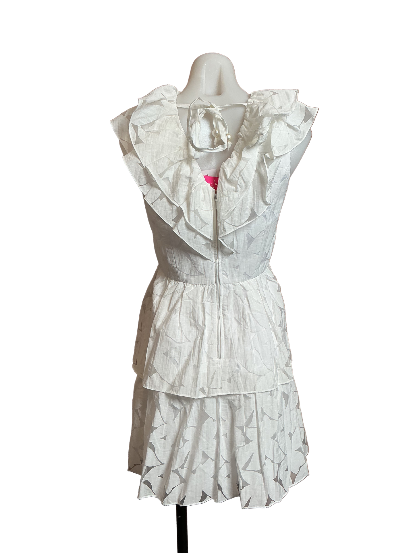 Lilly Pulitzer NWT Ritamarie V-Neck Ruffle Dress Resort White Floral Faille - Size 0
