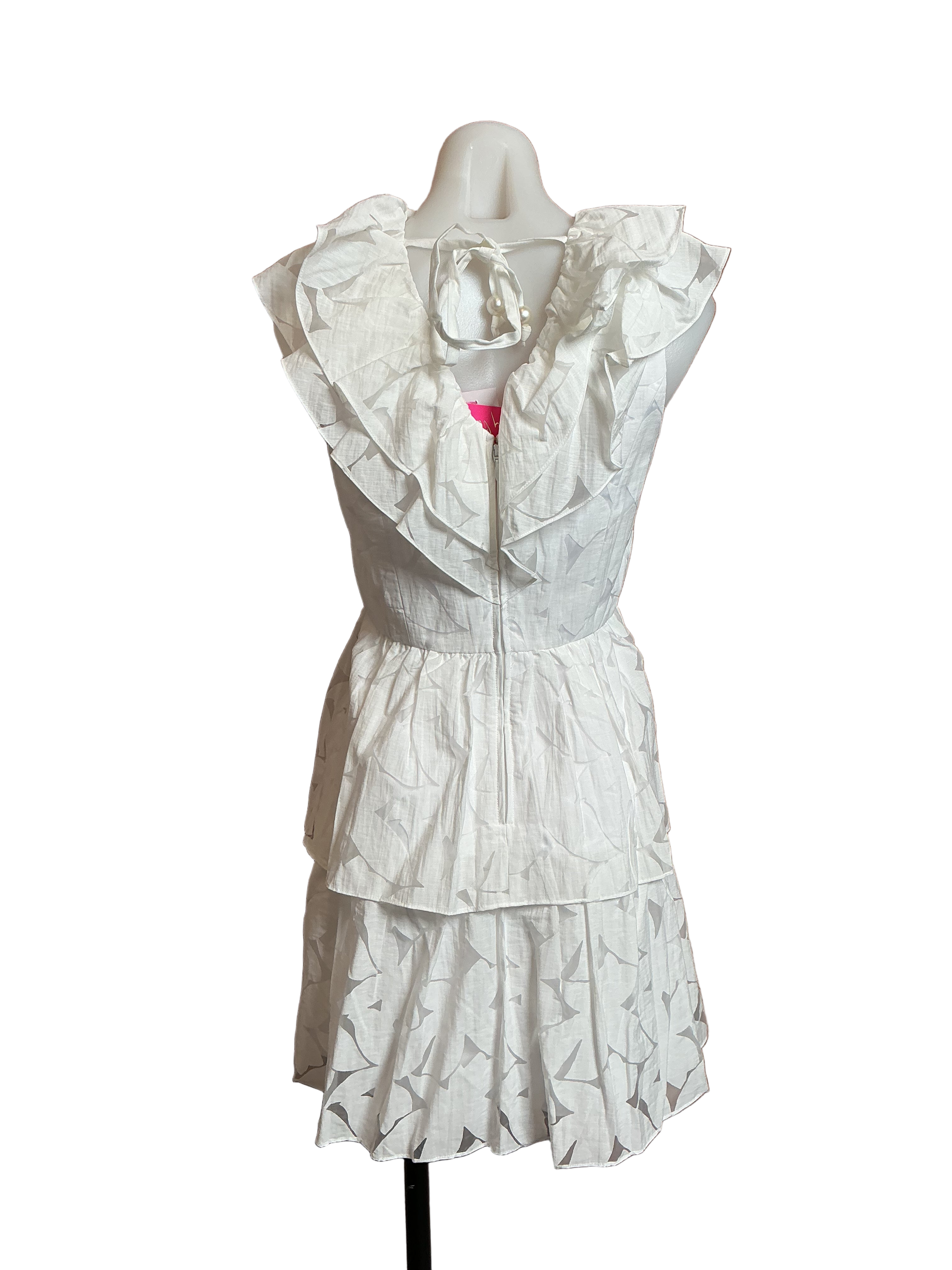 Lilly Pulitzer NWT Ritamarie V-Neck Ruffle Dress Resort White Floral Faille - Size 0