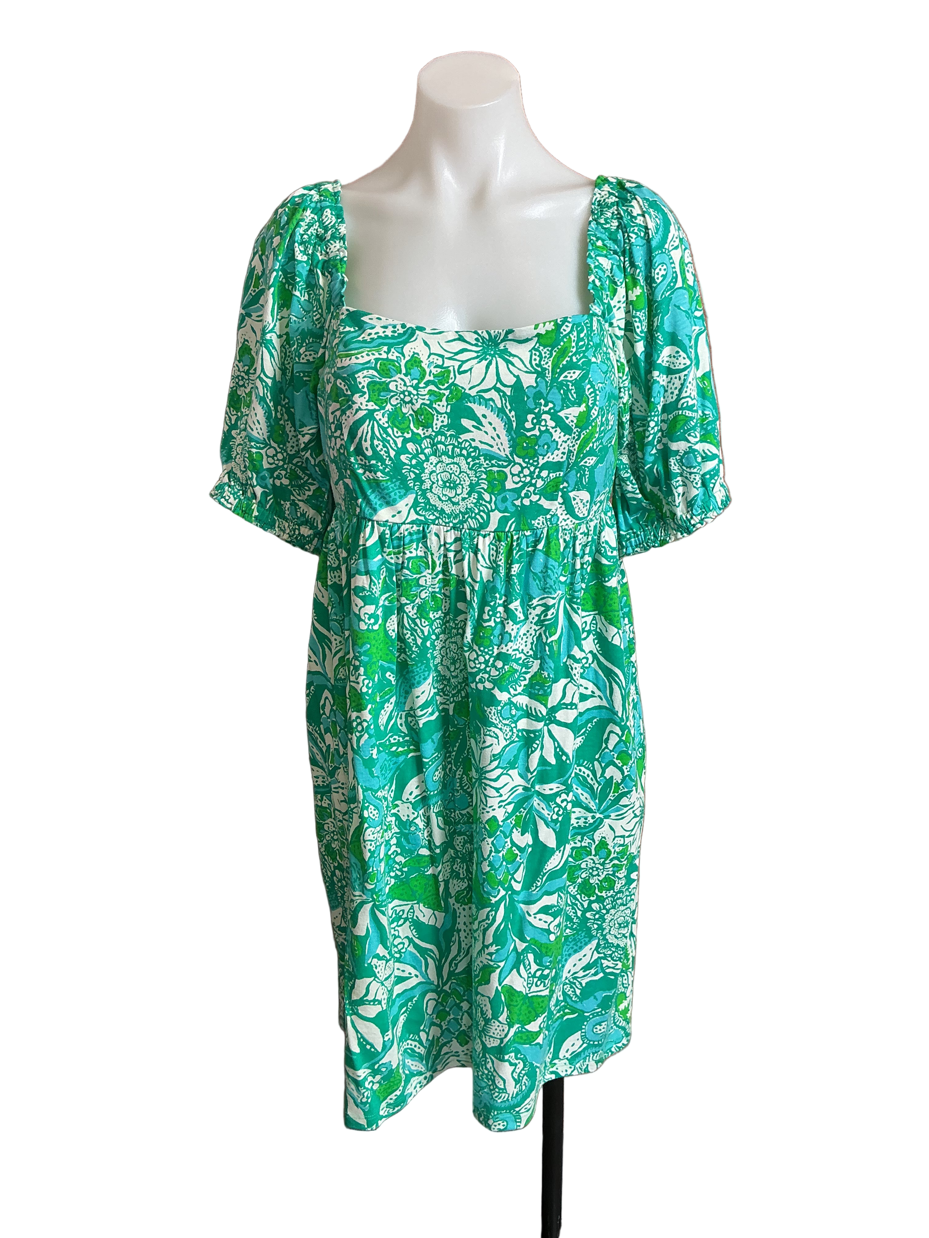 Lilly Pulitzer NWT Delaney Short Sleeve D Botanical Green Safari Sangria - Size 12