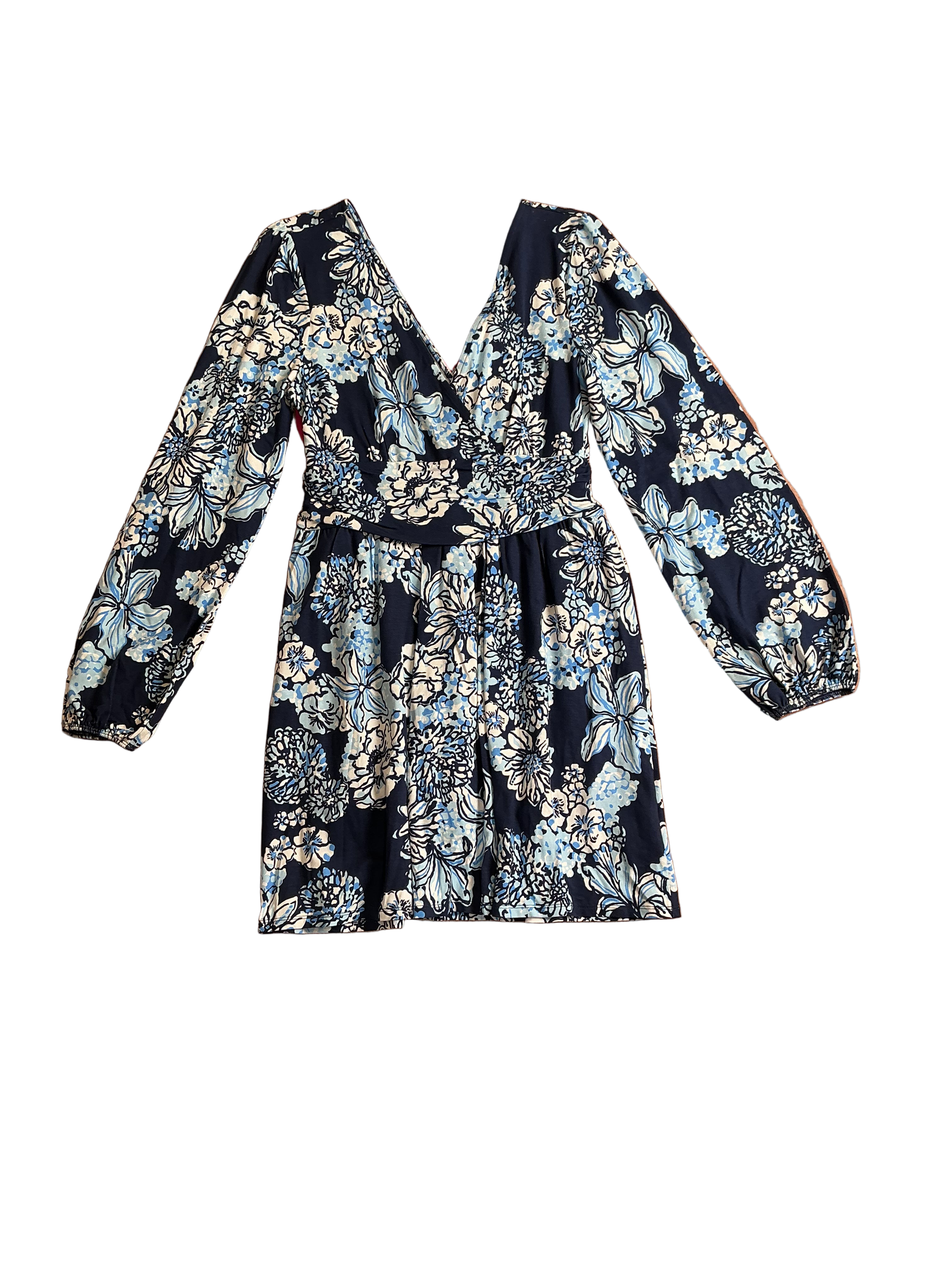 Lilly Pulitzer NWT Riza Long Sleeved Romper Low Tide Navy Bouquet All Day - Size M