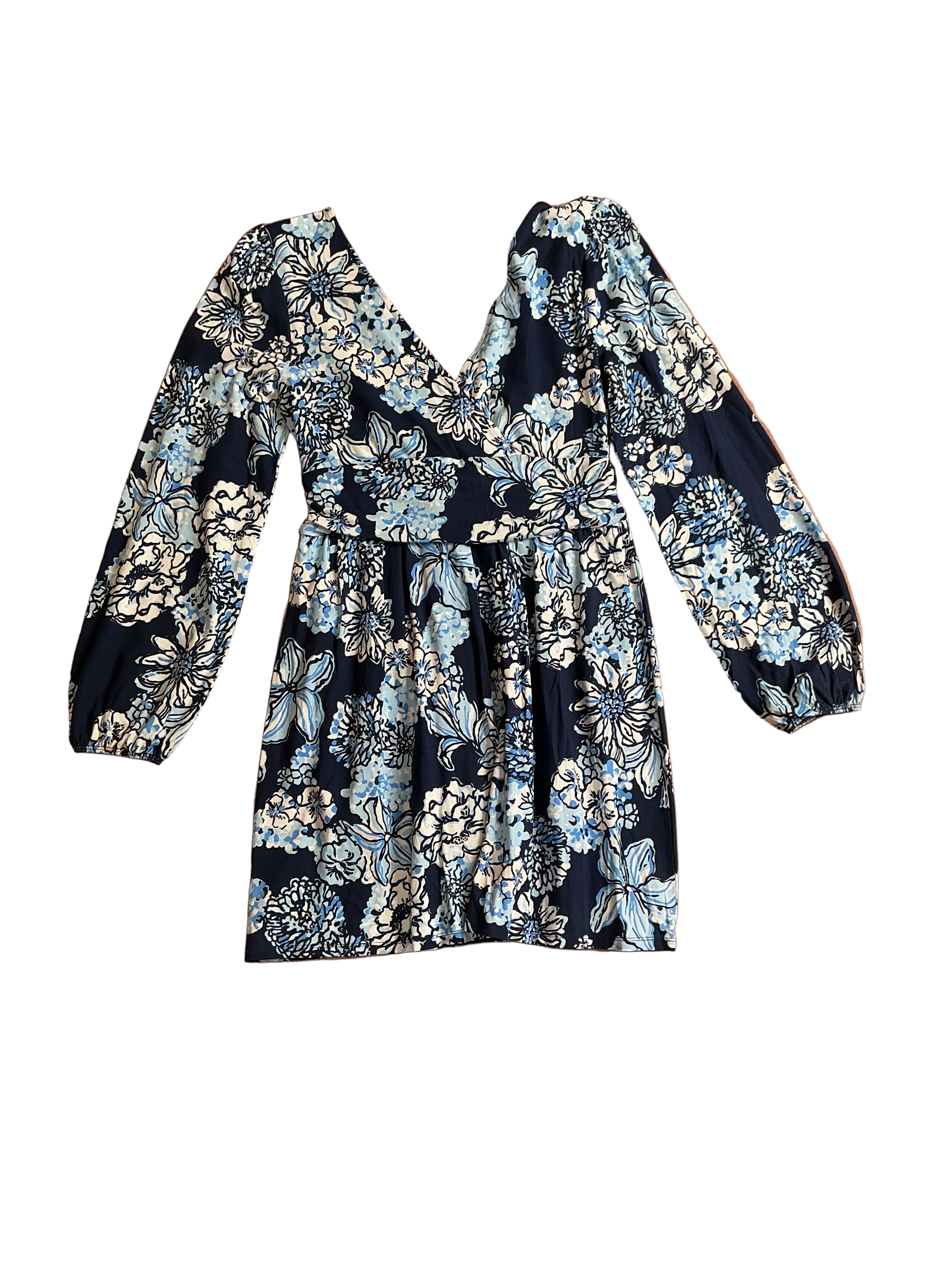 Lilly Pulitzer NWT Riza Long Sleeved Romper Low Tide Navy Bouquet All Day - Size M
