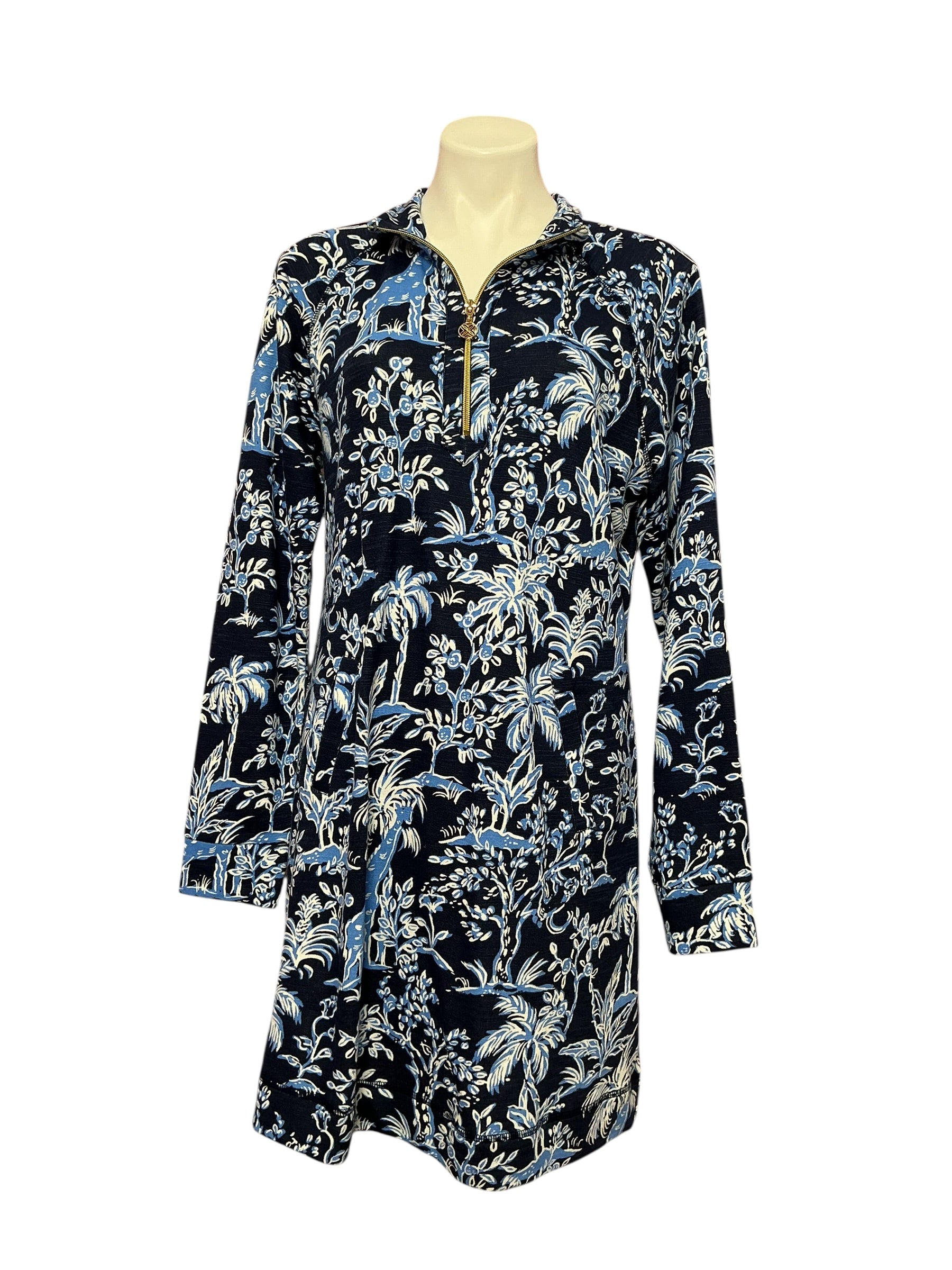 Lilly Pulitzer Ashlee Dress Low Tide Navy Tall Tales Size L