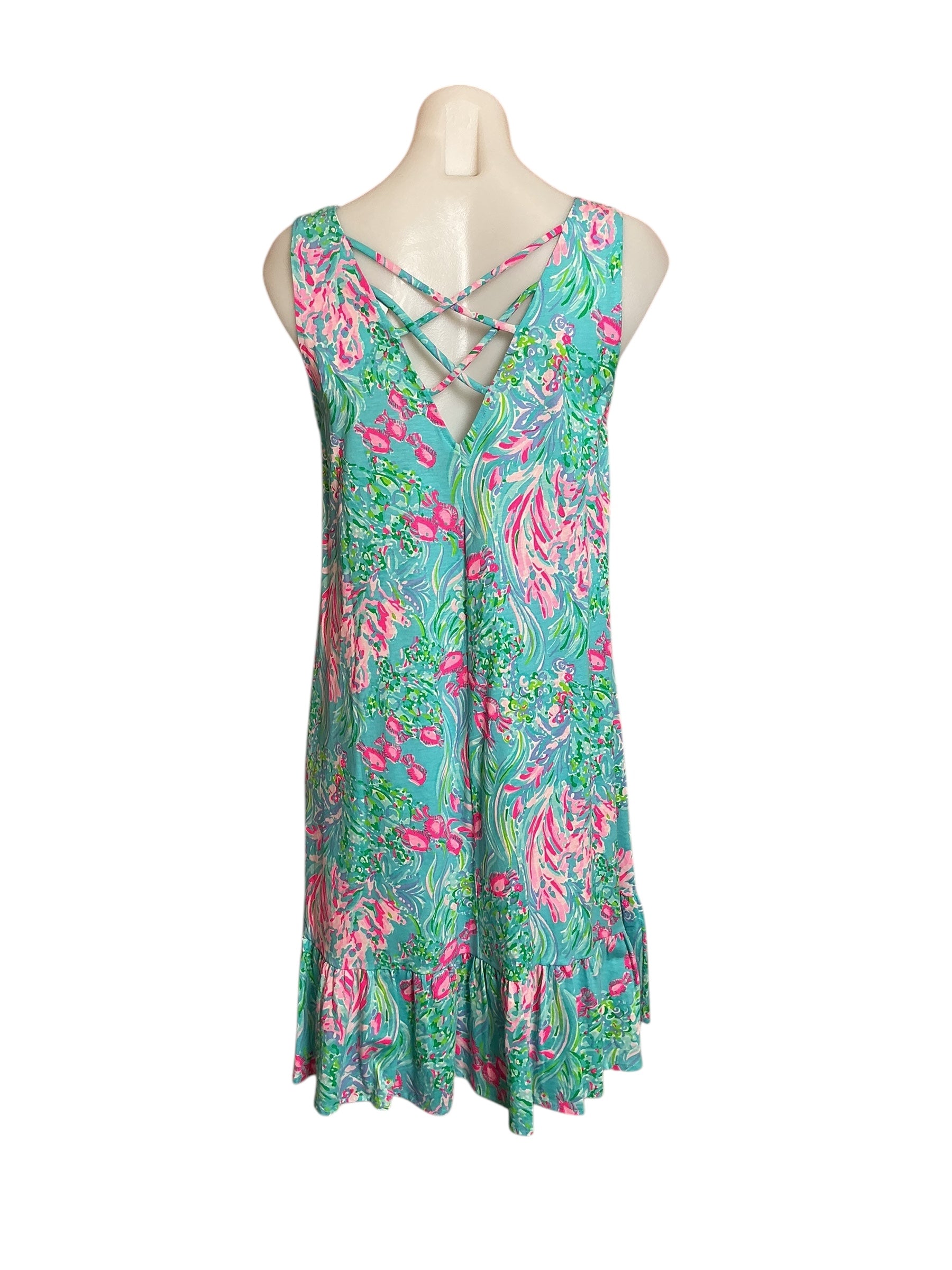 Lilly Pulitzer Kristen Flounce Dress - Amalfi Blue Best Fishes - Size M