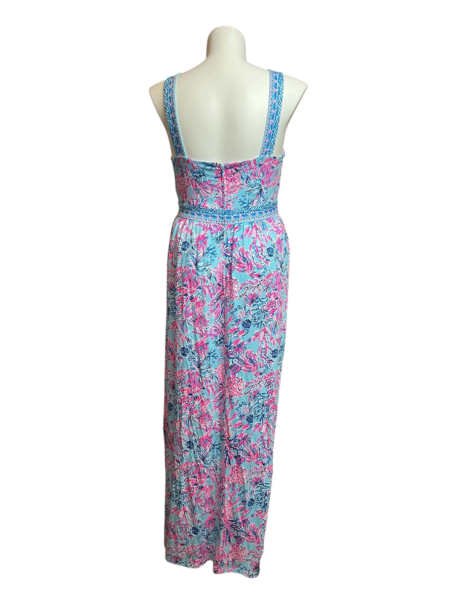 Lilly Pulitzer NWT Serena V-Neck Maxi Dress - Celestial Blue Seek And Sea Engineered - Size 14