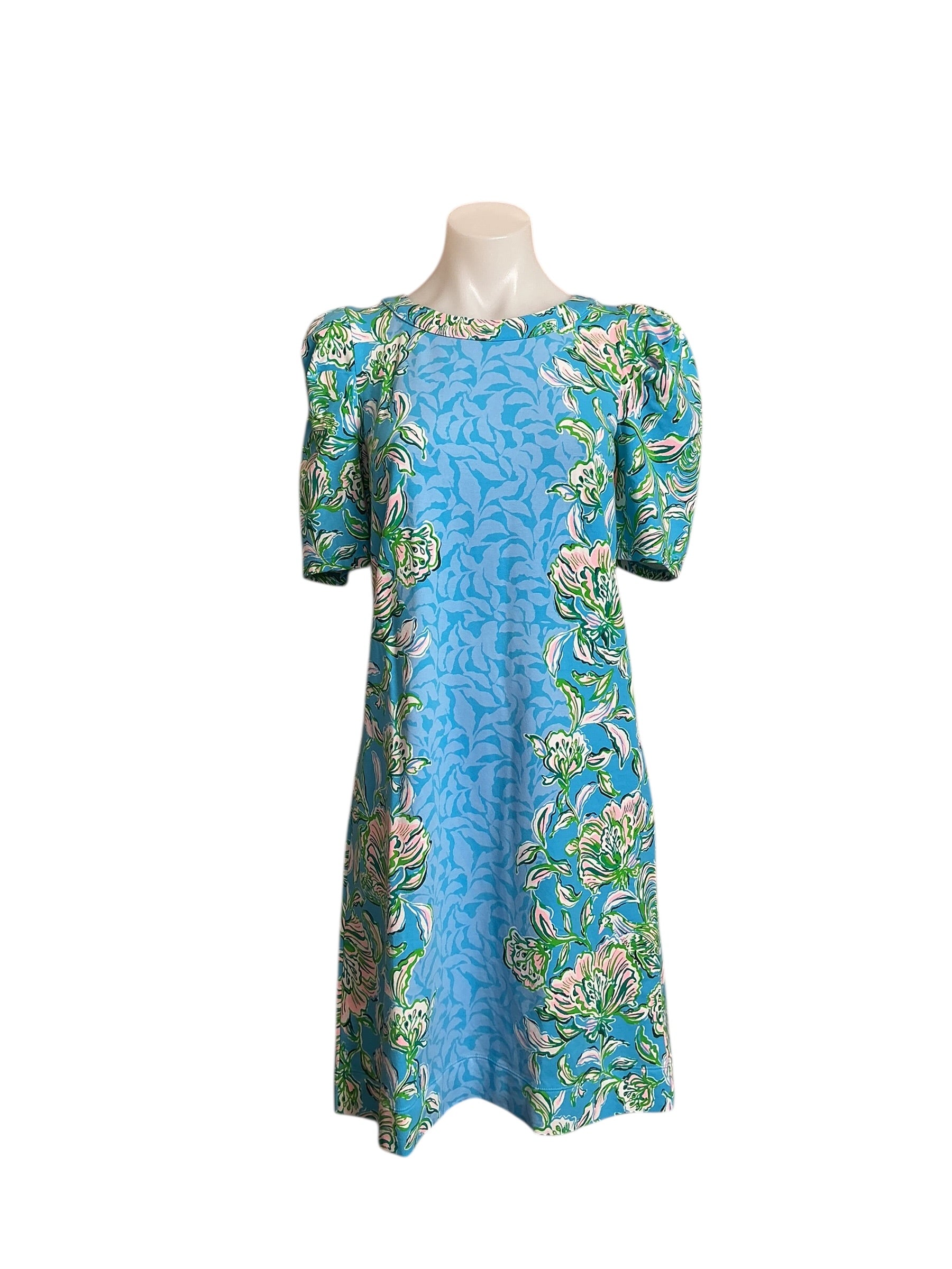 Lilly Pulitzer NWT Harriet Elbow Sleeve Dress - Cumulus Blue Chick Magnet Engineered - Size S