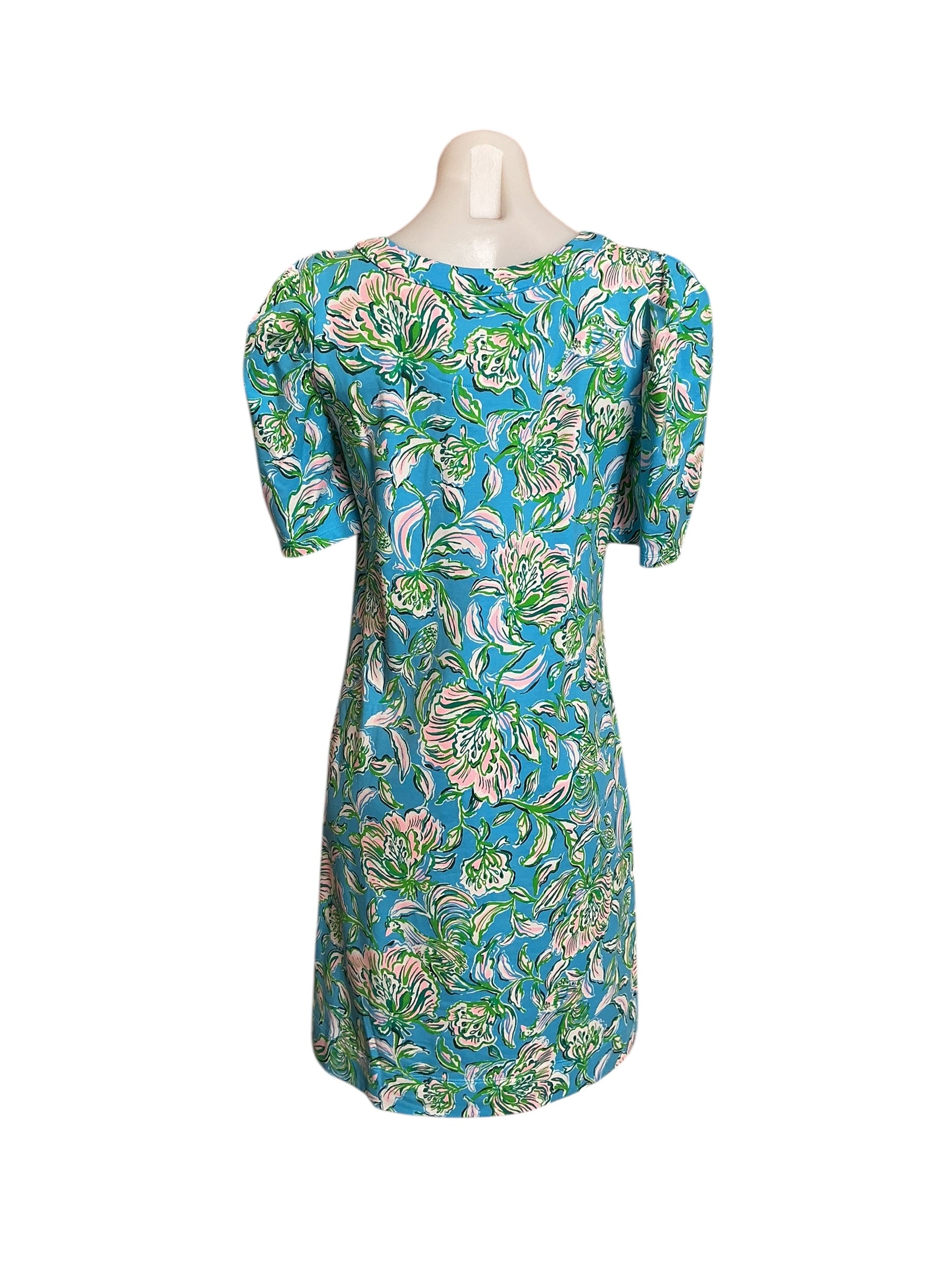 Lilly Pulitzer NWT Harriet Elbow Sleeve Dress - Cumulus Blue Chick Magnet Engineered - Size S