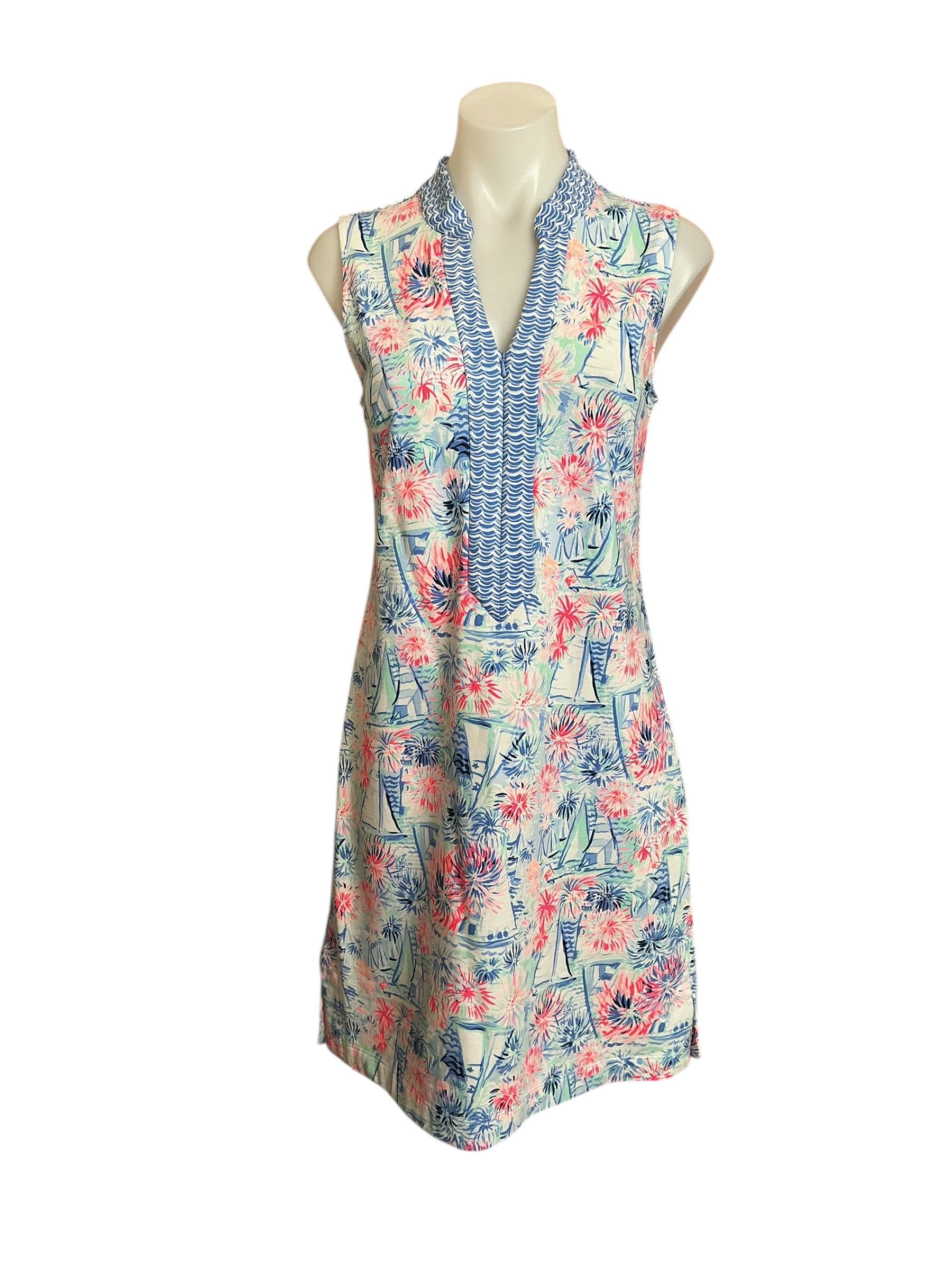 Lilly Pulitzer NWT Larsen Shift Dress - Crew Blue Tint Sea To Shining Sea Engineered Shift Dress - Size S
