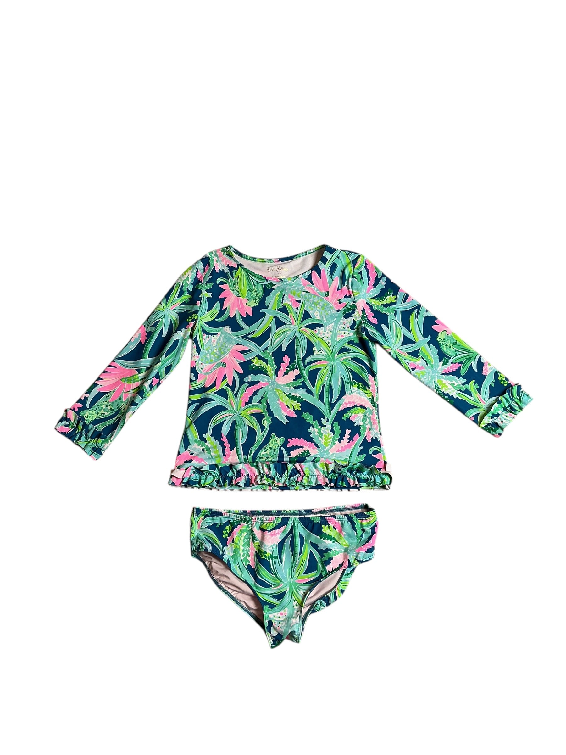 Lilly Pulitzer Margo UPF 50+ Rashguard - Macaw Blue Sweet Escape - Size 12
