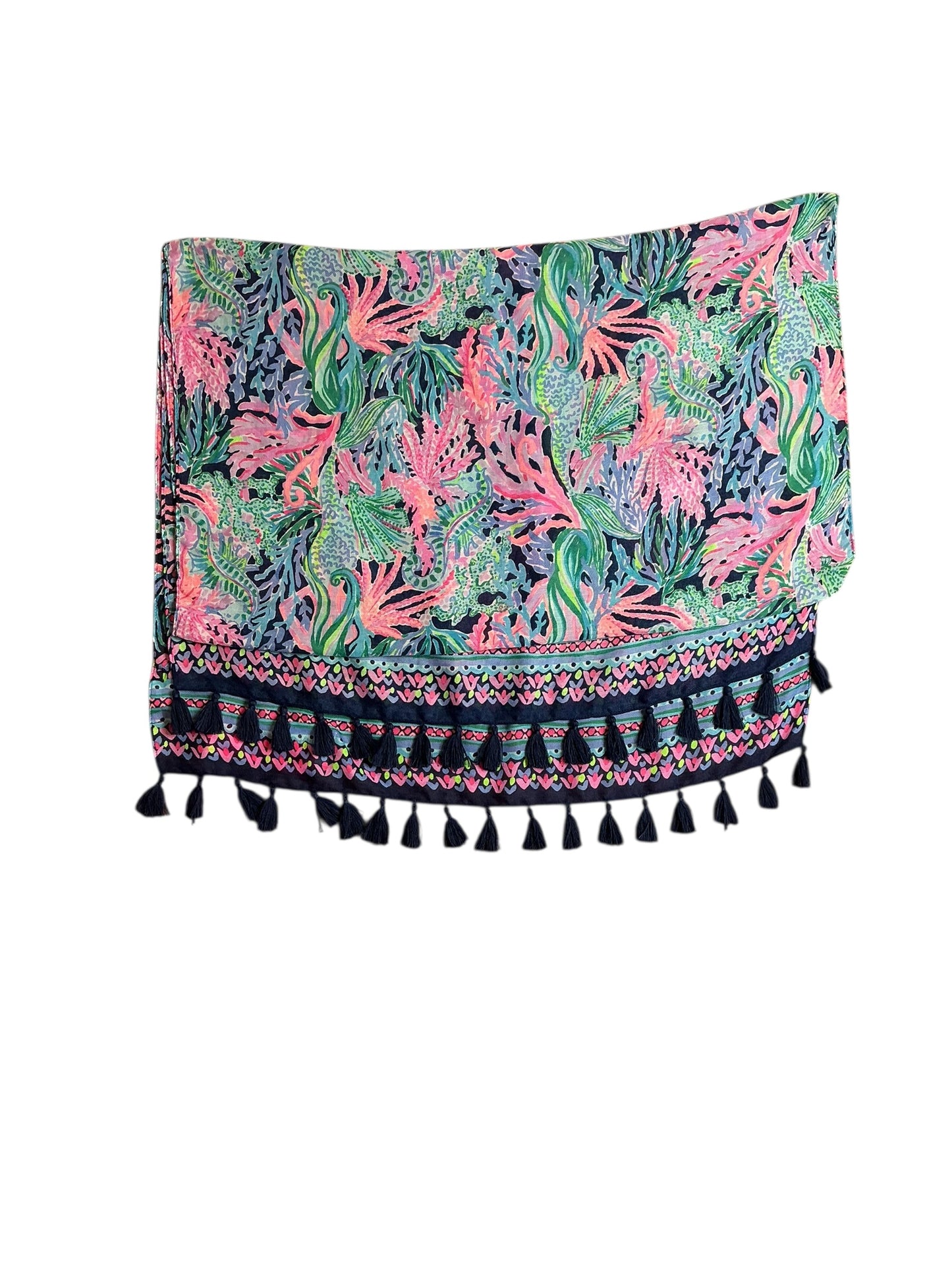 Lilly Pulitzer NWT Resort Scarf - High Tide Navy Bringing Mermaid Back Engineered