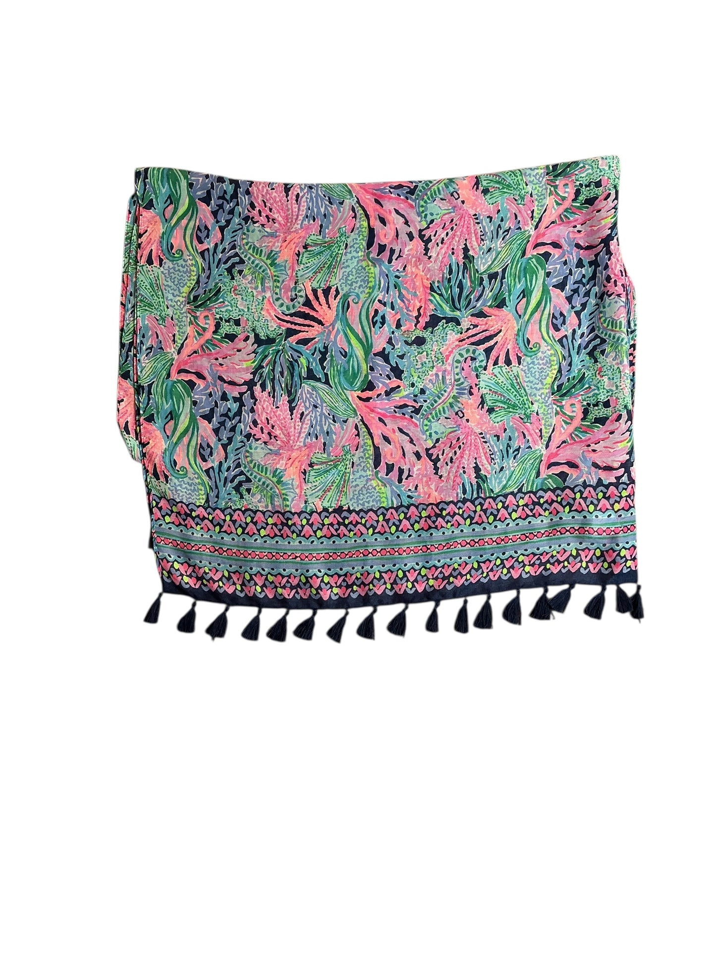 Lilly Pulitzer NWT Resort Scarf - High Tide Navy Bringing Mermaid Back Engineered