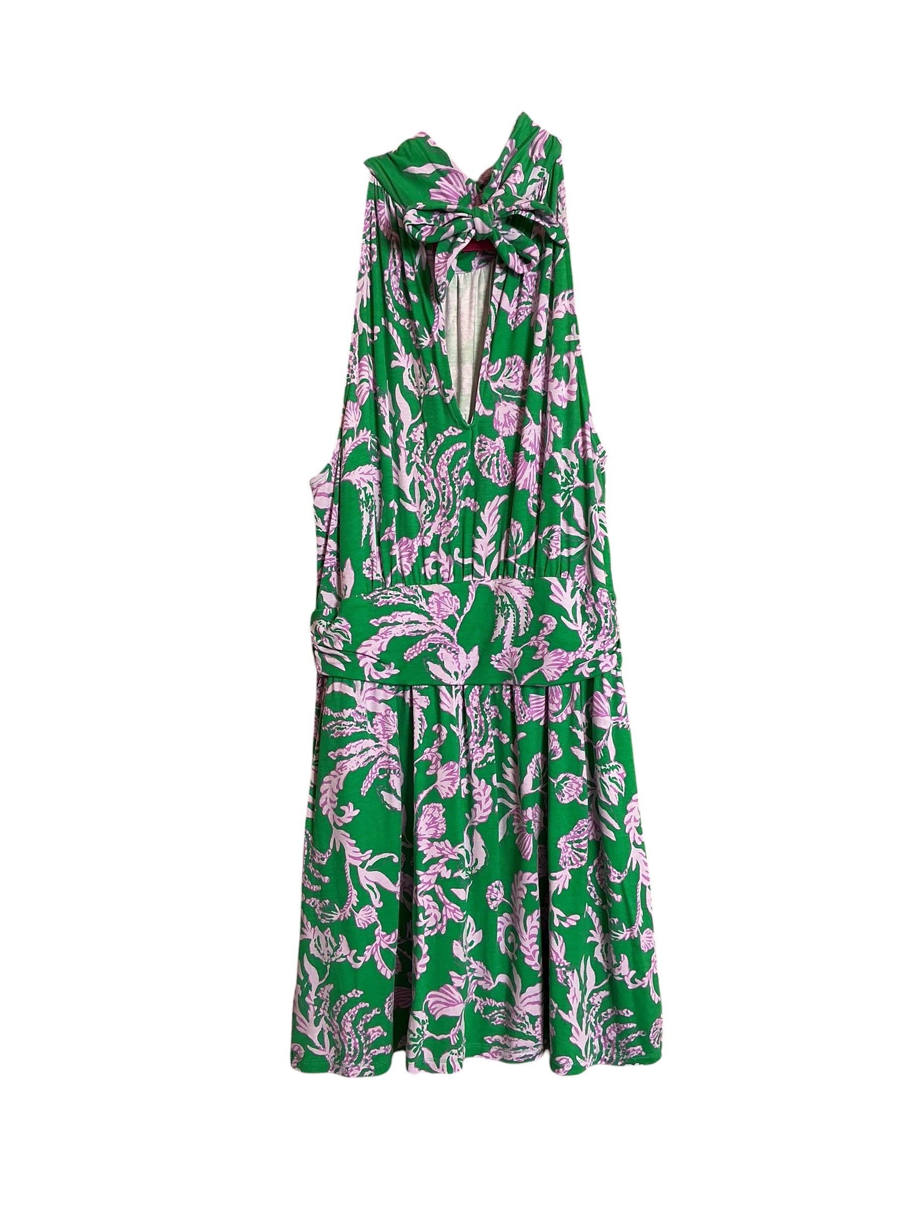 Lilly Pulitzer Wyota Skirted Romper - Brazilian Green Salty Sandbar - Size L