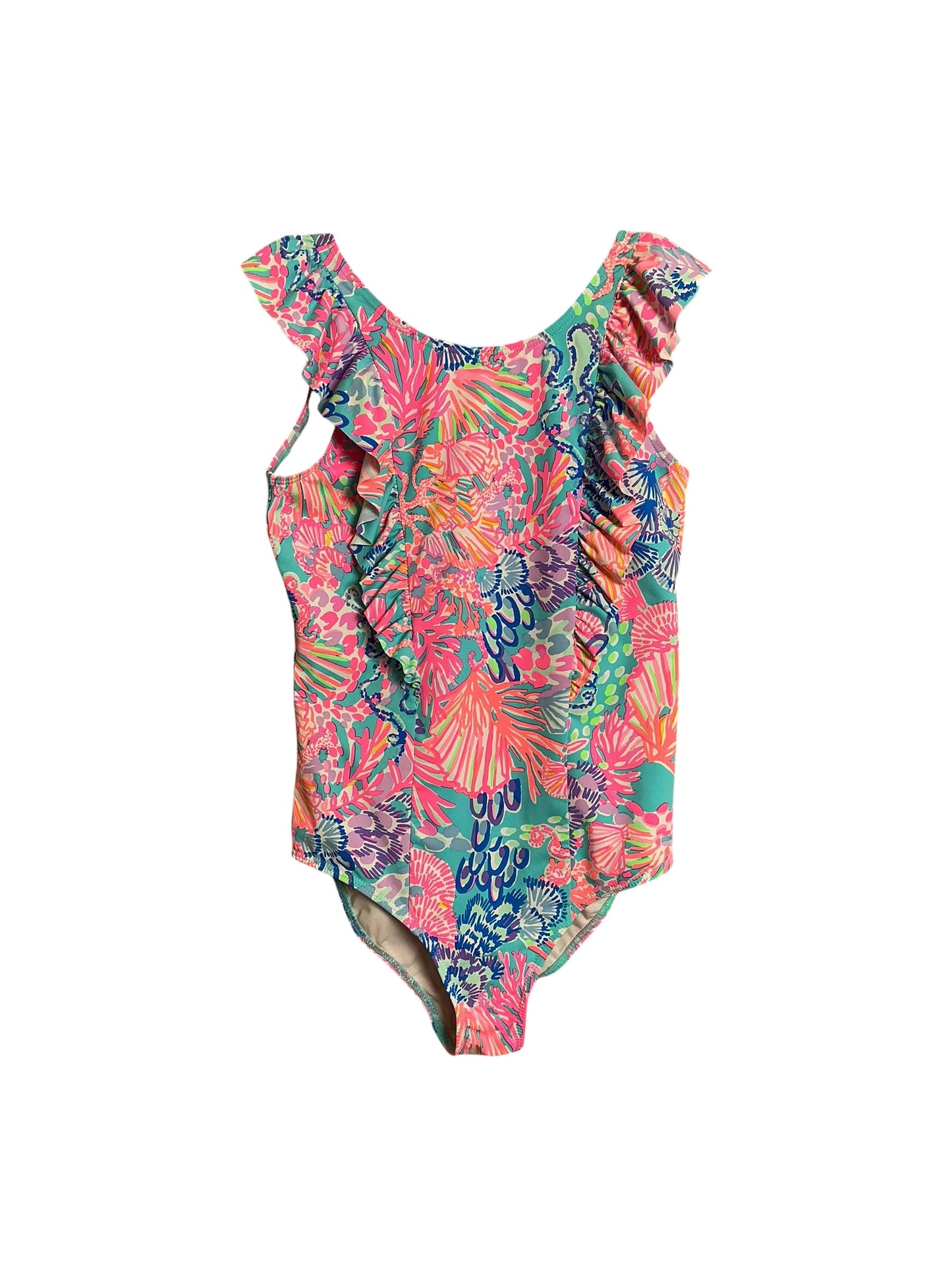 Lilly Pulitzer Girls Lisa Swimsuit UPF 50+ - Multi Splendor In The Sand - Size 12