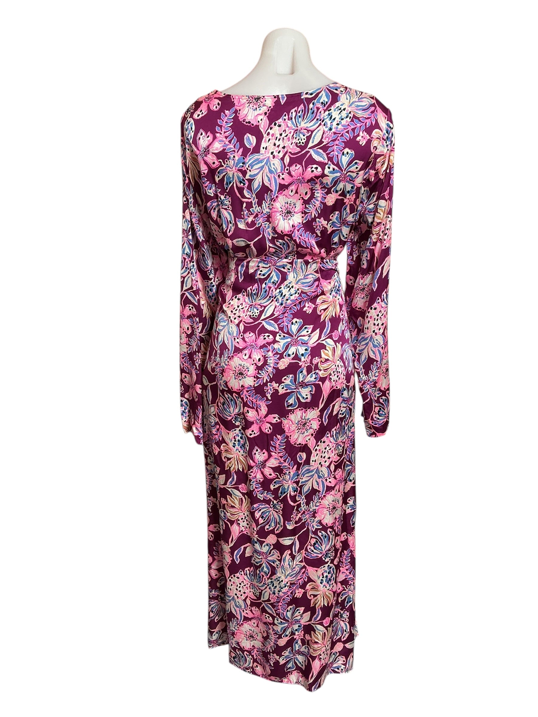 Lilly Pulitzer Leolynn Long Sleeve Maxi Dress Amarena Cherry Tropical With A Twist - Size 16