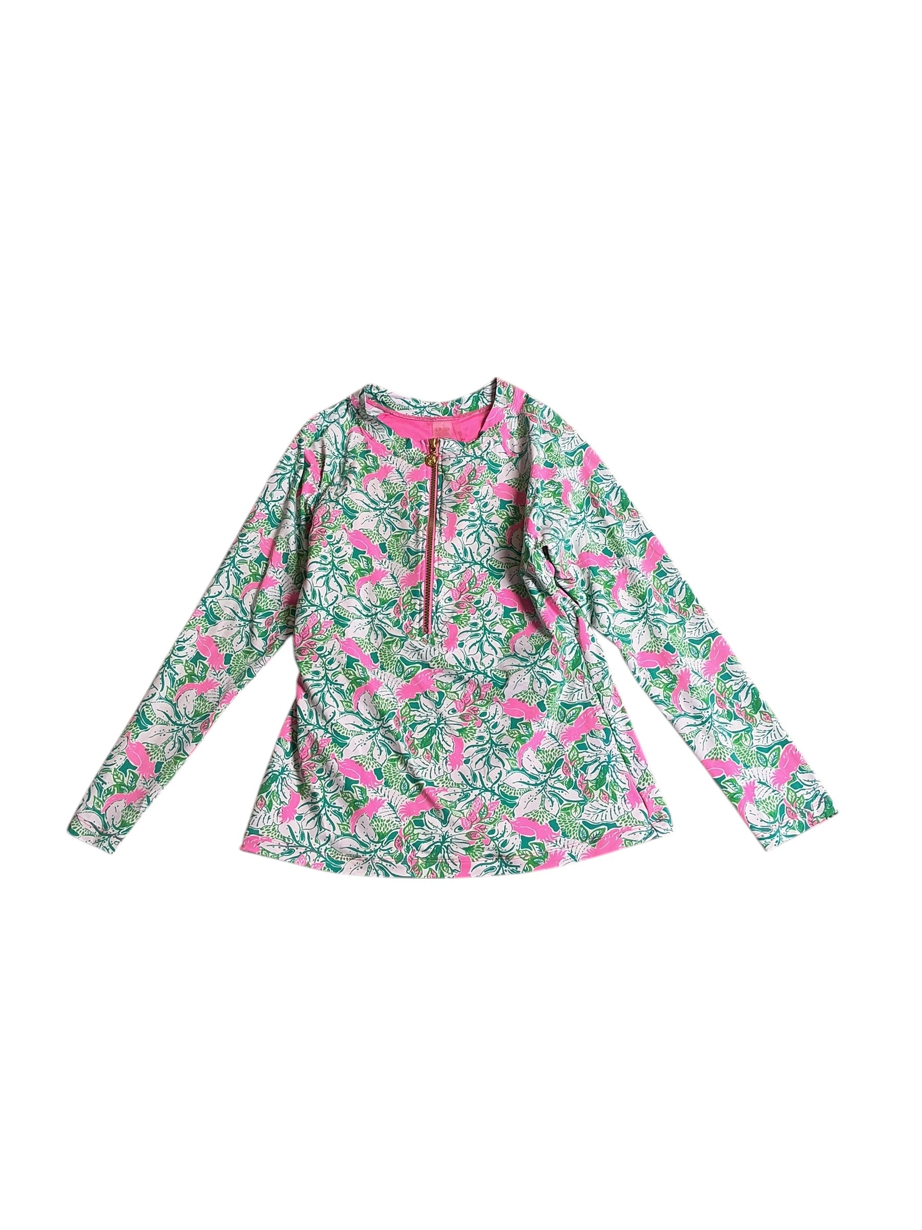 Lilly Pulitzer Nayte Rashguard Swim Top Botanical Green Just Swing With It - Size 16