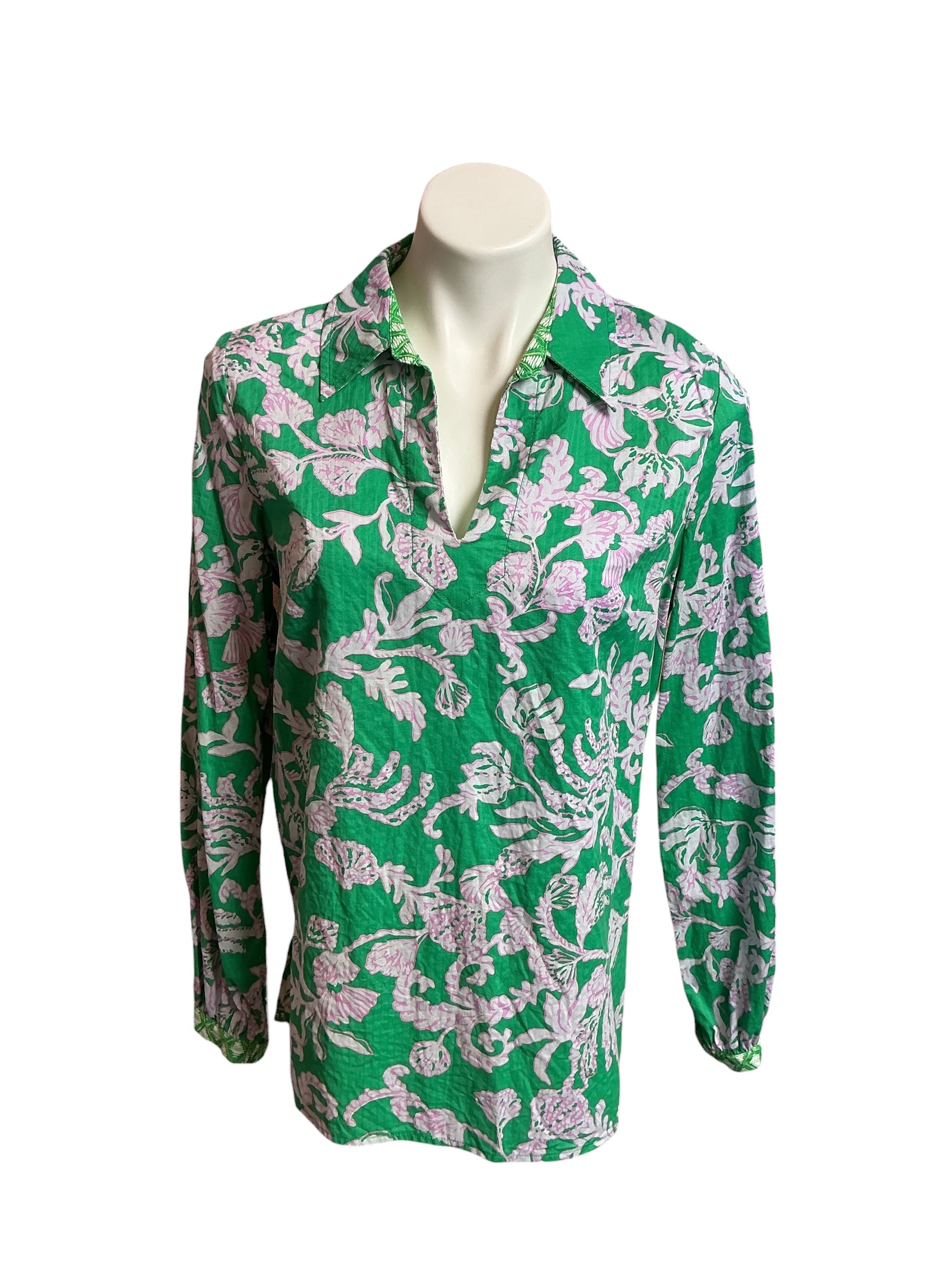 Lilly Pulitzer Jae Tunic Brazilian Green Salty Sandbar - Size S