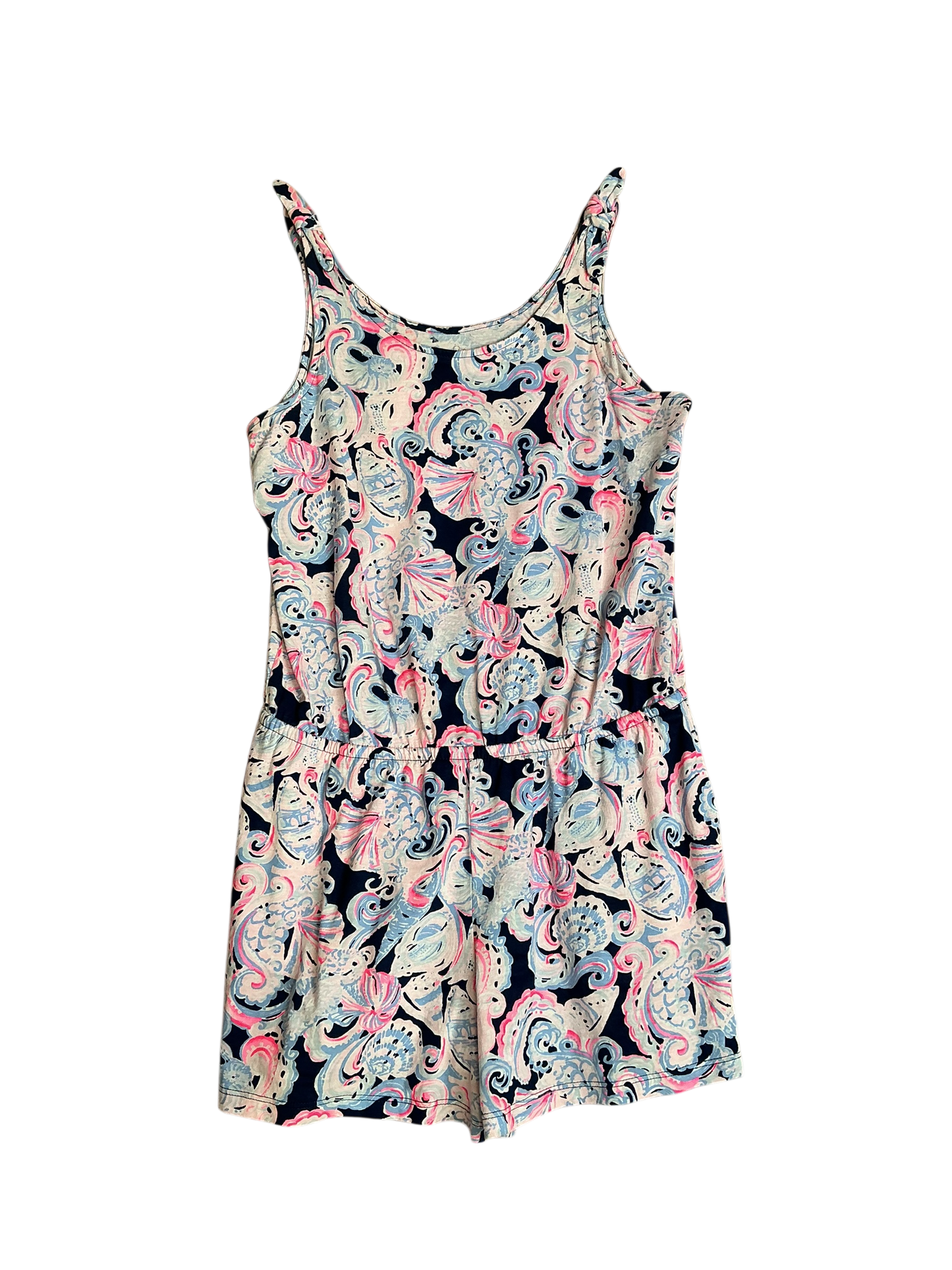 Lilly Pulitzer Girls Cady Romper High Tide Navy It's For Shore - Size XL (12-14)