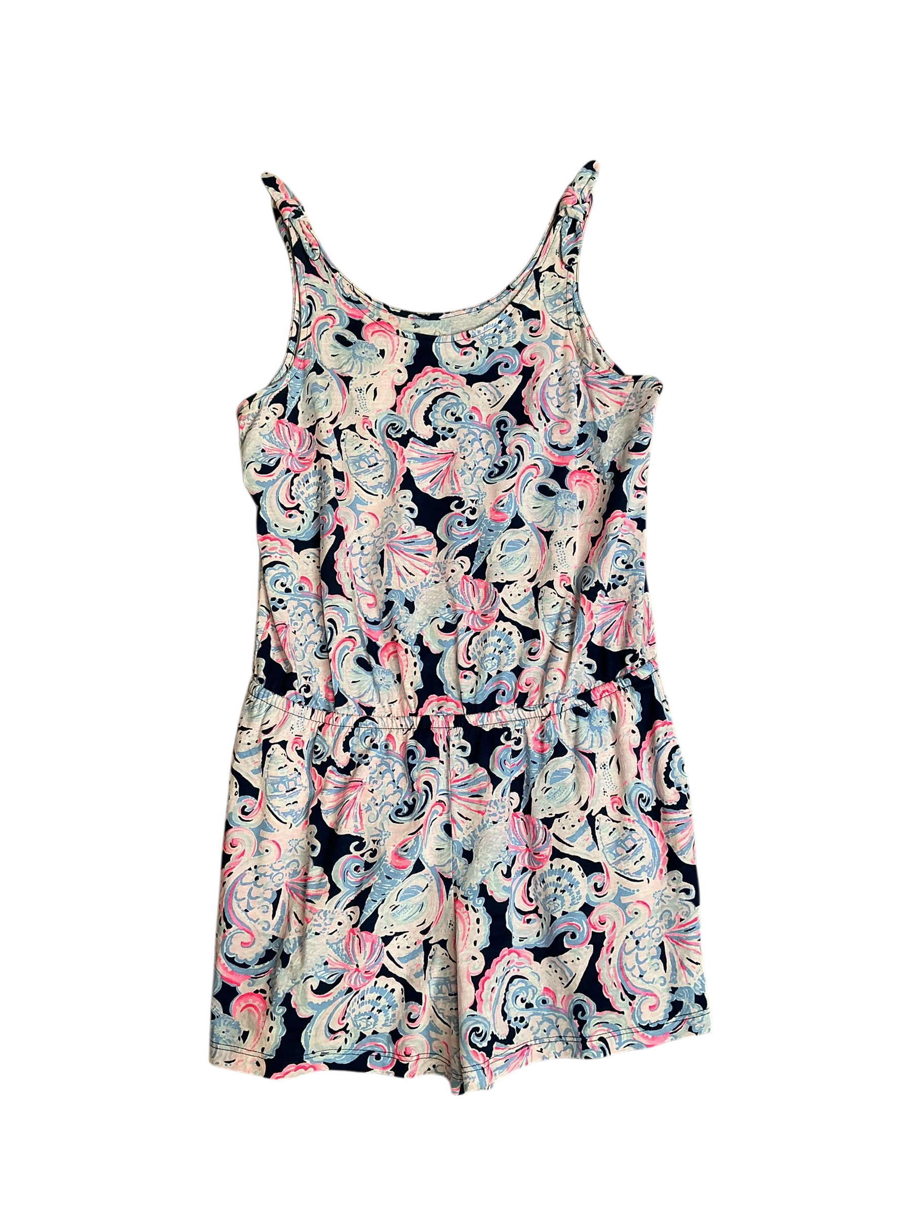 Lilly Pulitzer Girls Cady Romper High Tide Navy It's For Shore - Size XL (12-14)
