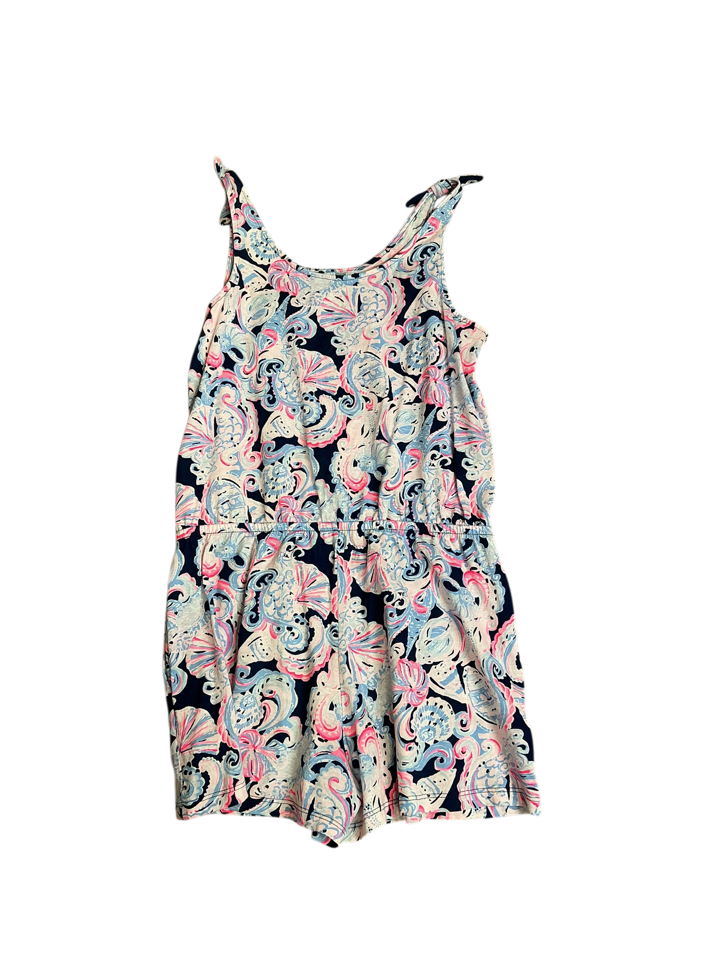 Lilly Pulitzer Girls Cady Romper High Tide Navy It's For Shore - Size XL (12-14)
