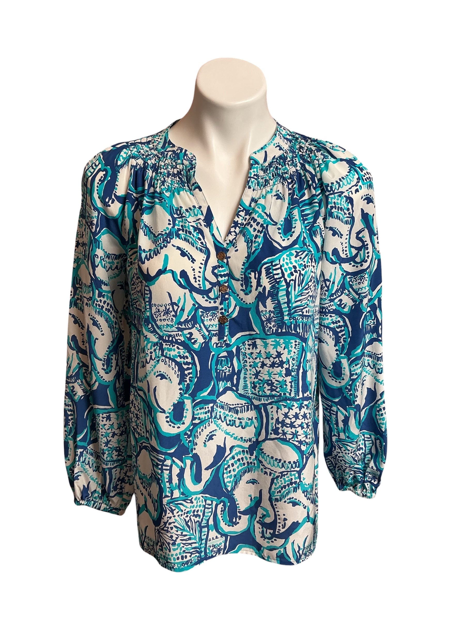 Lilly Pulitzer NWT Elsa Top Indigo Keep On Trunkin - Size XS