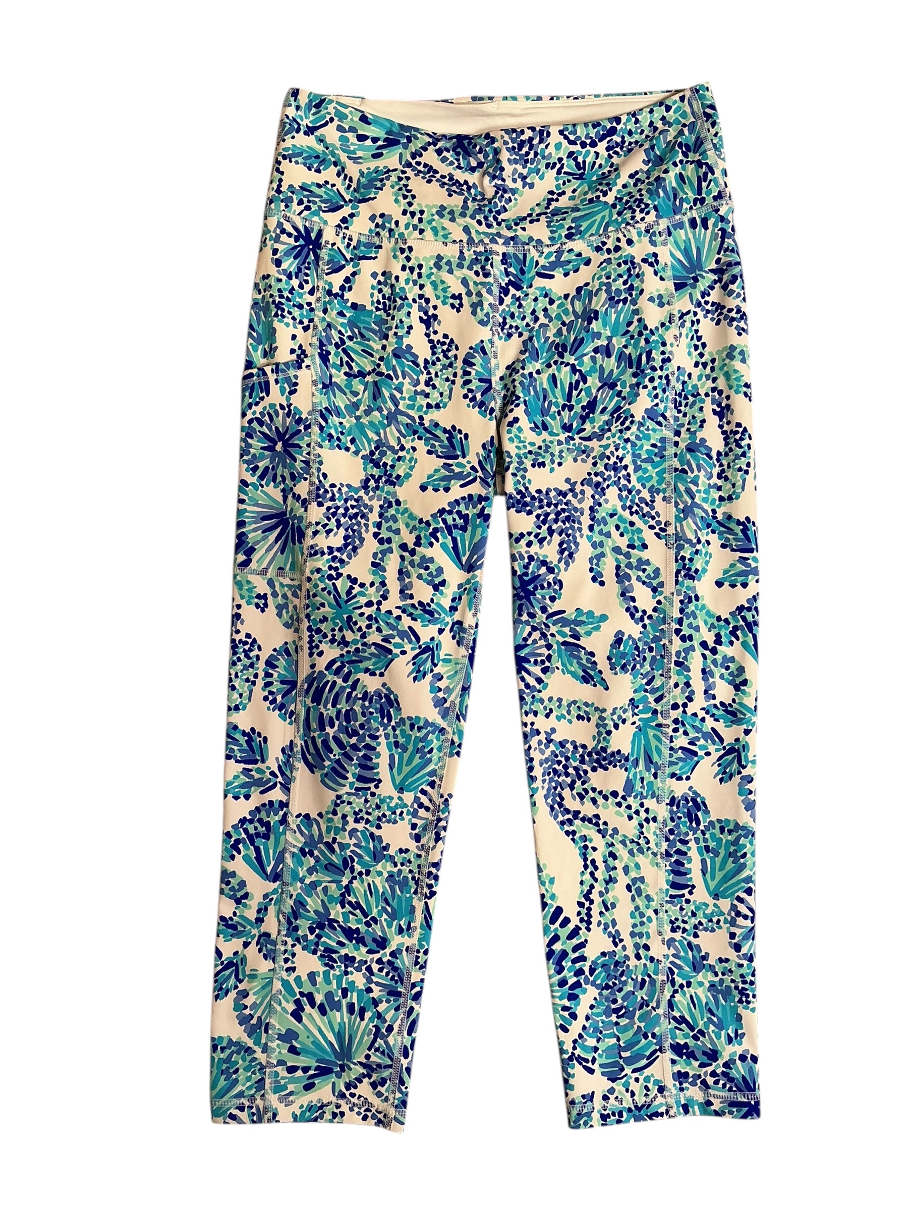 Lilly Pulitzer Weekender Midi Legging - Turquoise Oasis Wave After Wave - Size M