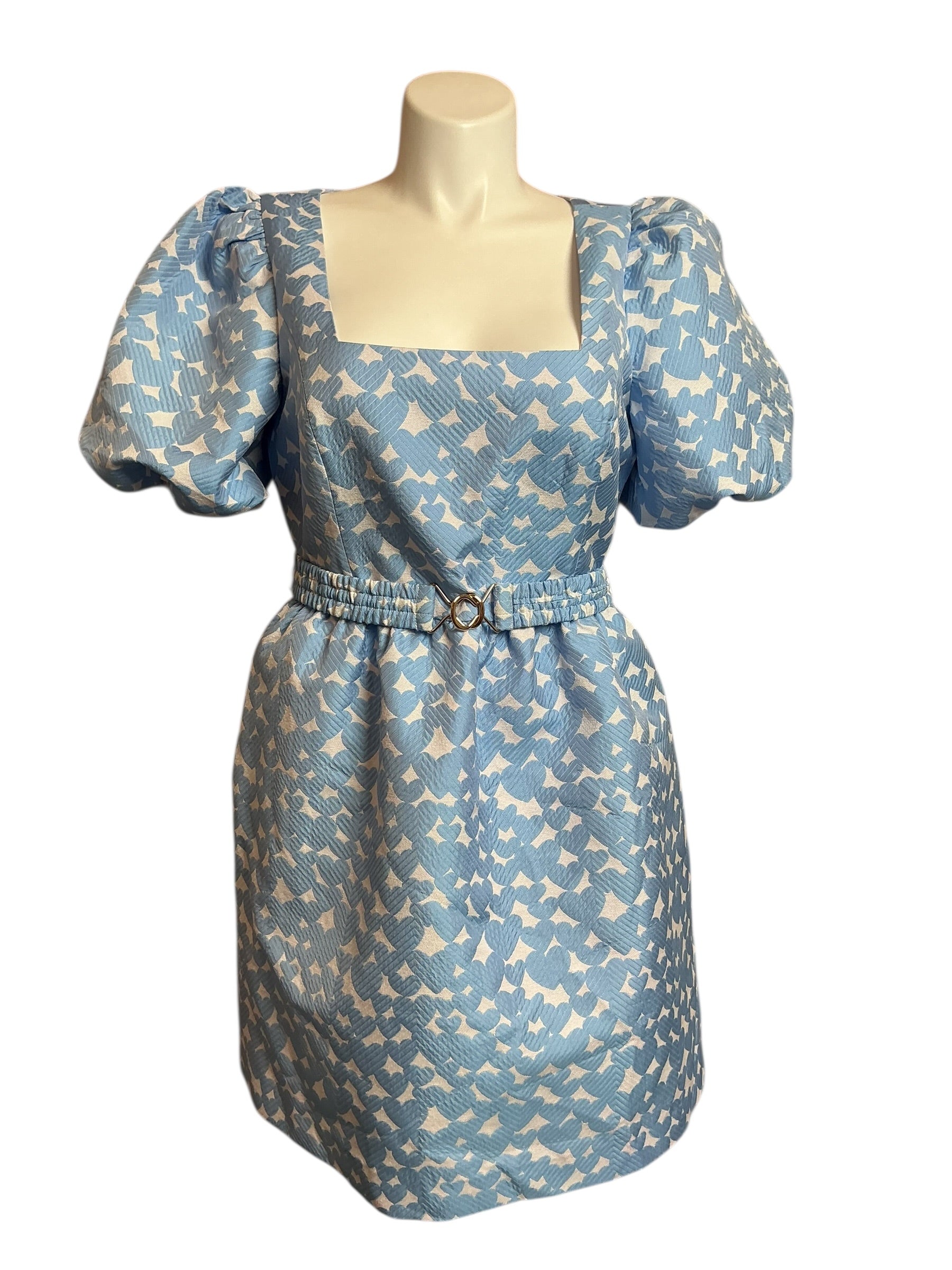 Lilly Pulitzer Kasslyn Belted Heart Jacquard Fit & Flare Dress Bon Bon Blue All Heart Jacquard - Size 16