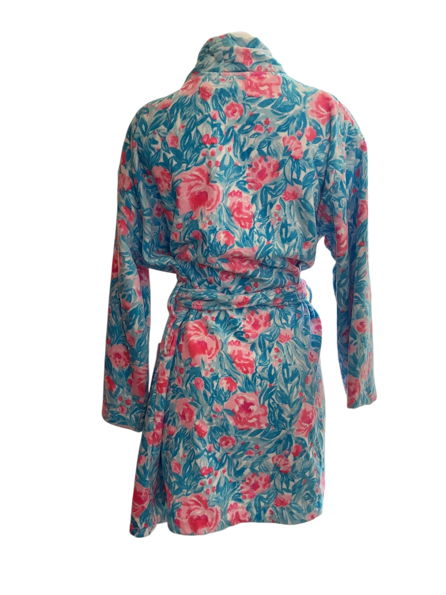 Lilly Pulitzer Velour Terry Robe - Bondi Blue My Little Peony - Size 0/S
