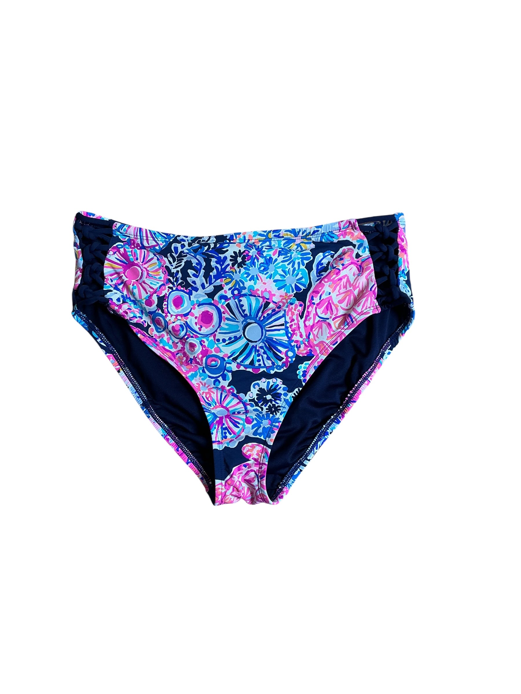 Lilly Pulitzer Swimsuit Bottom Rumy Bikini Bottom High Tide Navy In Turtle Amazement - Size 10