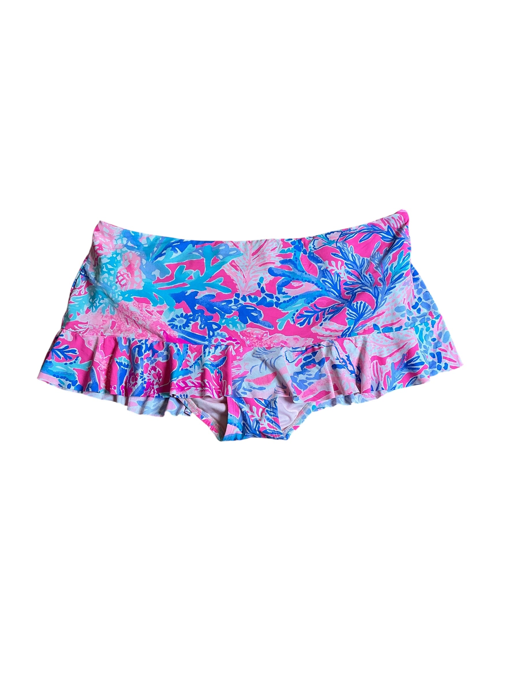 Lilly Pulitzer Swimsuit Bottom Jarvey Skort Chum Bucket Floral Fish Crab - Size 12