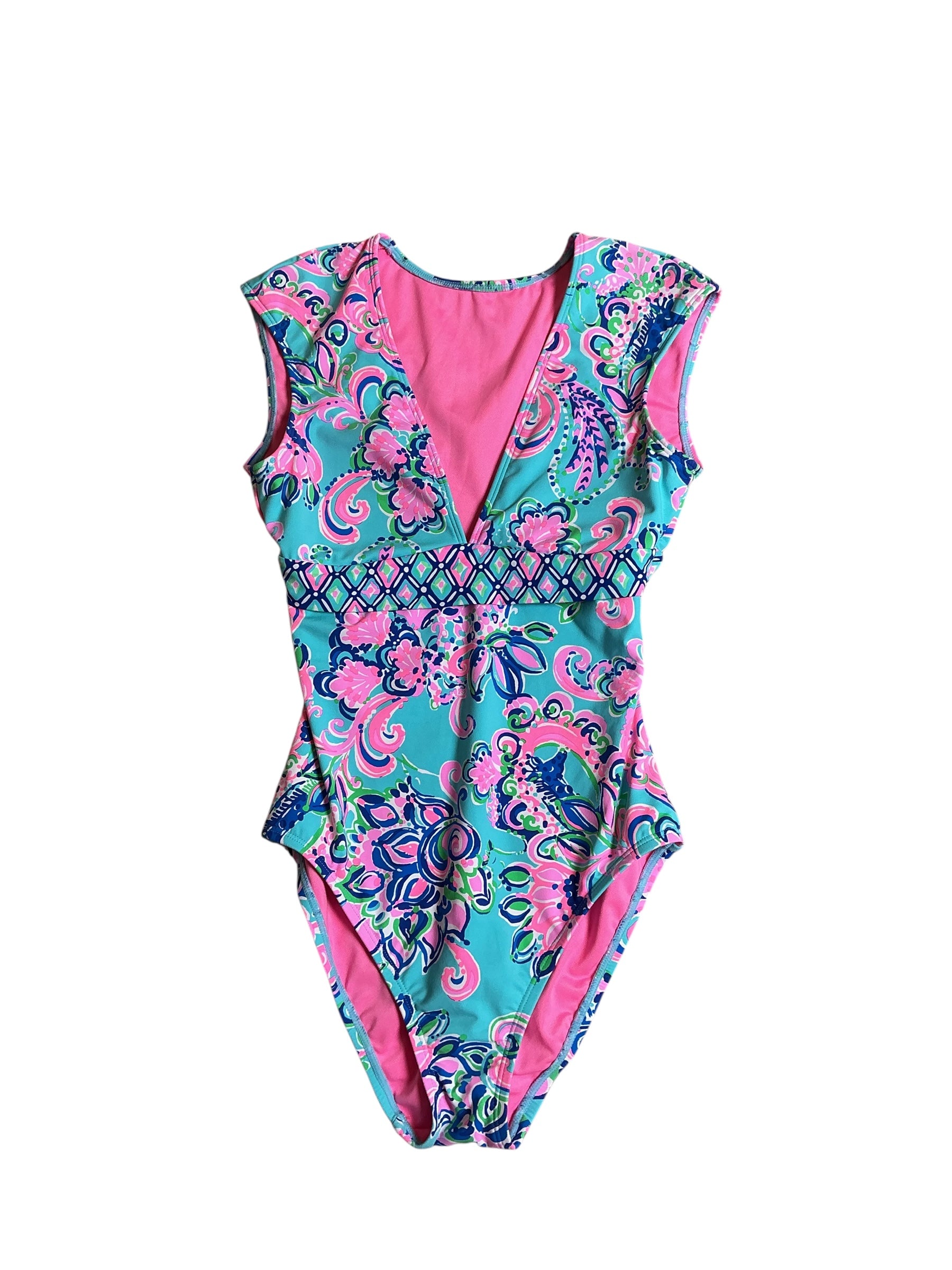 Lilly Pulitzer Swimsuit Imogen One Piece Blue Horizon Jungle Sunrise - Size 0