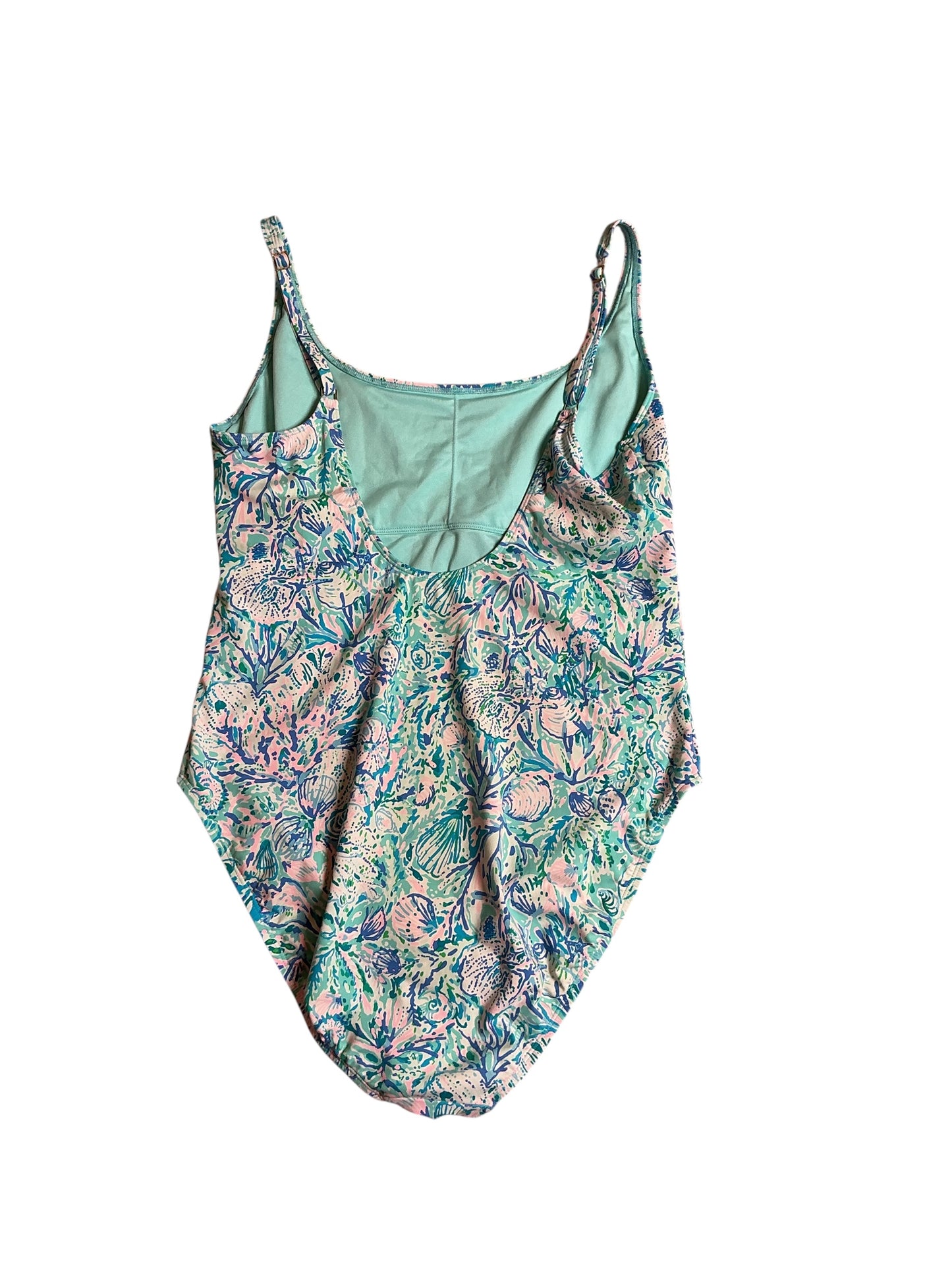 Lilly Pulitzer Brin Scoop Neck One Piece Swimsuit Las Olas Aqua Strong Current Sea Engineered - Size 16