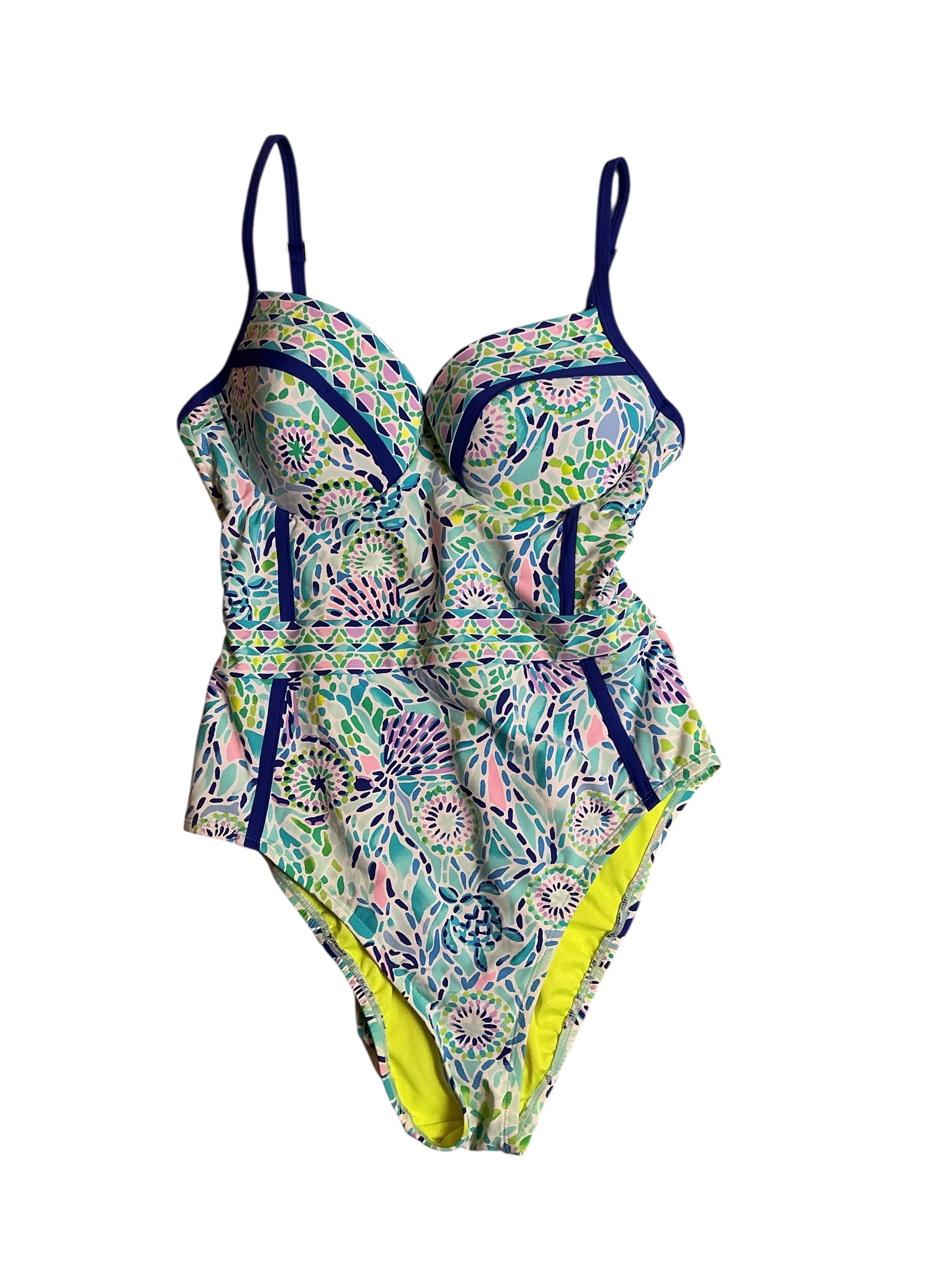 Lilly Pulitzer Palma One Piece Swimsuit Blue Ibiza Open Water Engineered - Size 10