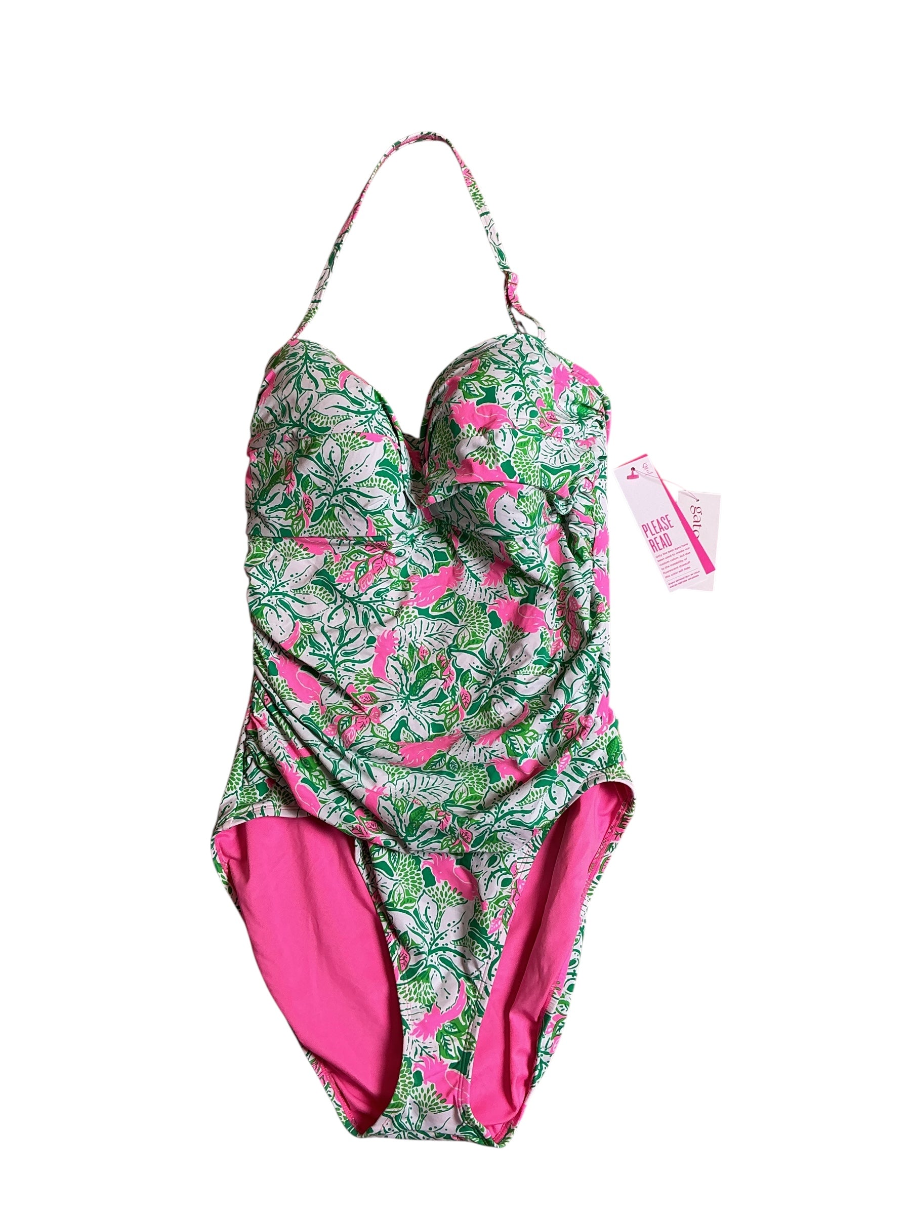 Lilly Pulitzer NWT Flamenco One Piece Botanical Green Just Wing It - Size 16