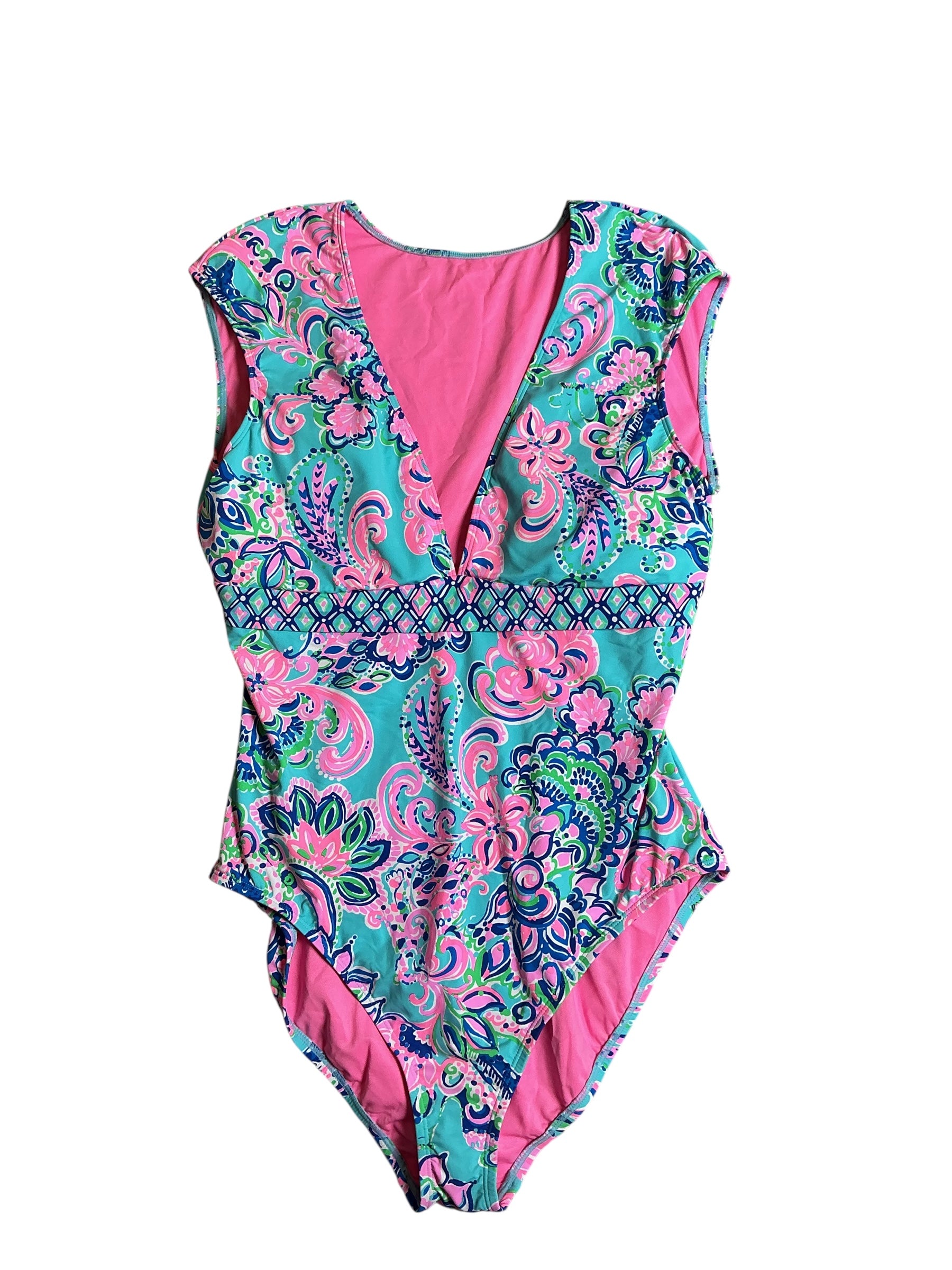 Lilly Pulitzer NWT Imogen One Piece Blue Horizon Jungle Sunrise - Size 16