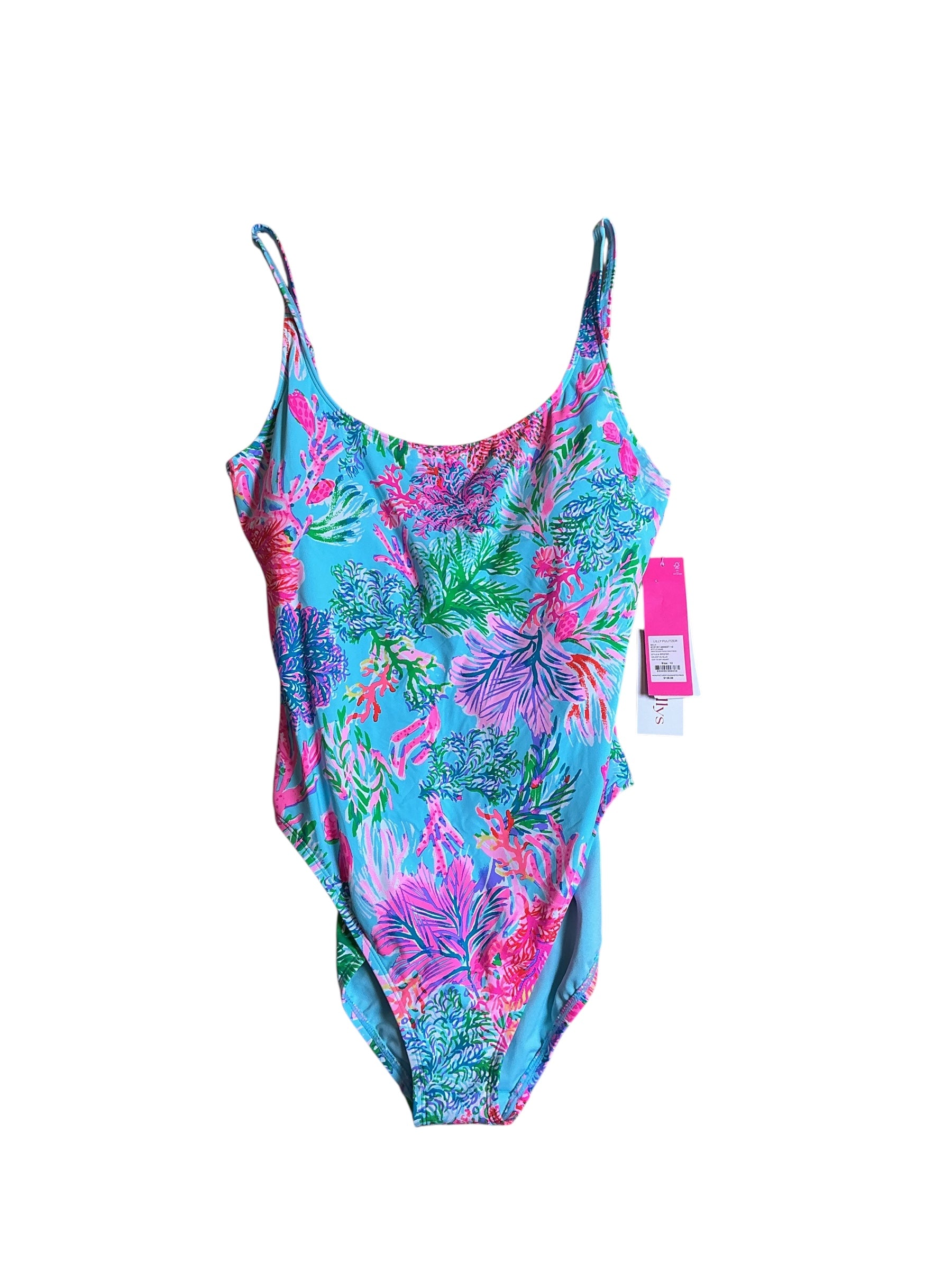 Lilly Pulitzer NWT Brin Scoop Neck One Piece Celestial Blue Cay To My Heart - Size 12