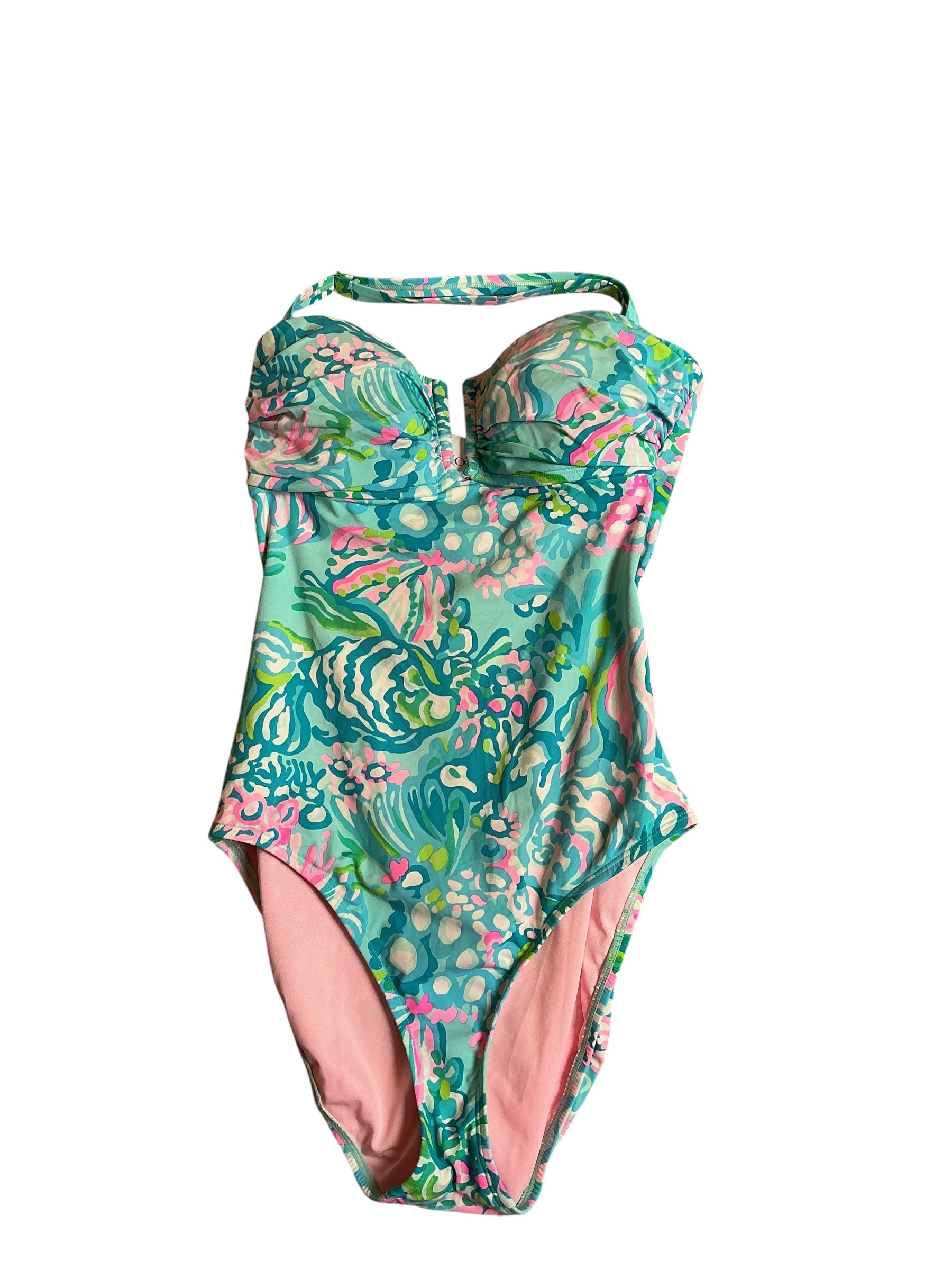 Lilly Pulitzer Jaspen One-Piece Swimsuit Blue Periwinkle Shrimply The Best Engineered - Size 8