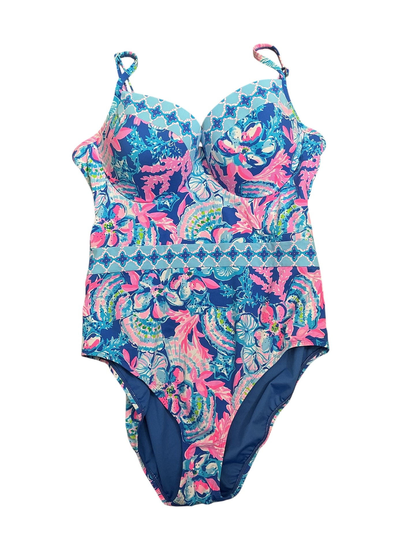 Lilly Pulitzer NWT Palma One Piece Swimsuit  - Blue Tang Sitting Seaside - Size 16