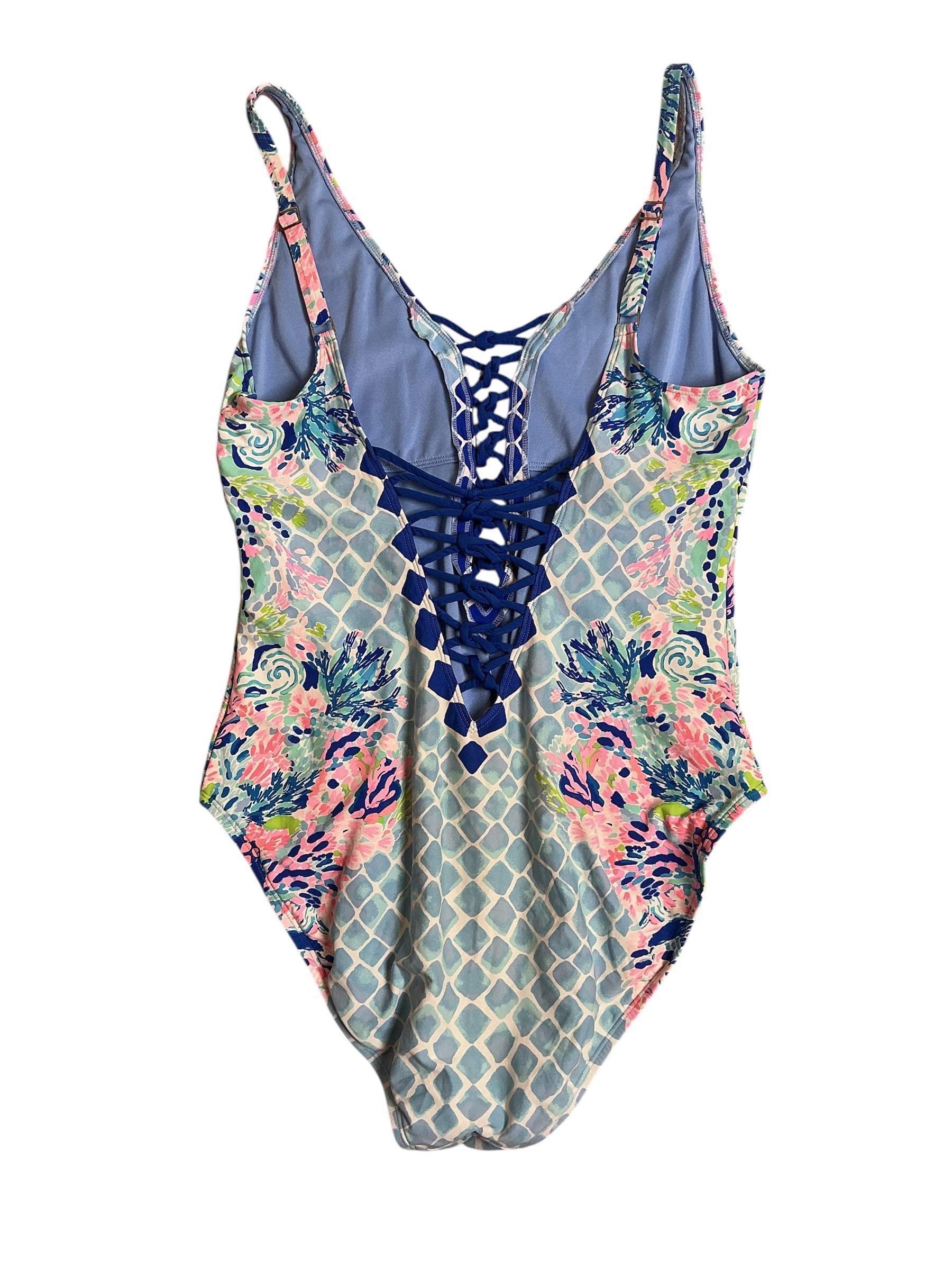 Lilly Pulitzer Isle Lattice One Piece Swimsuit - Multi Hidden Treasure Engineered One Piece - Size 16