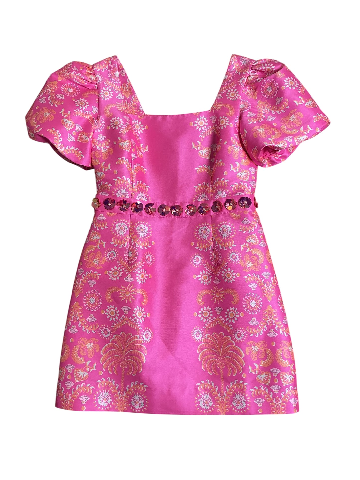 Lilly Pulitzer NWT Cohen Skirted Romper - Sun-kissed Pink Breezy Palm Engineered - Size 10