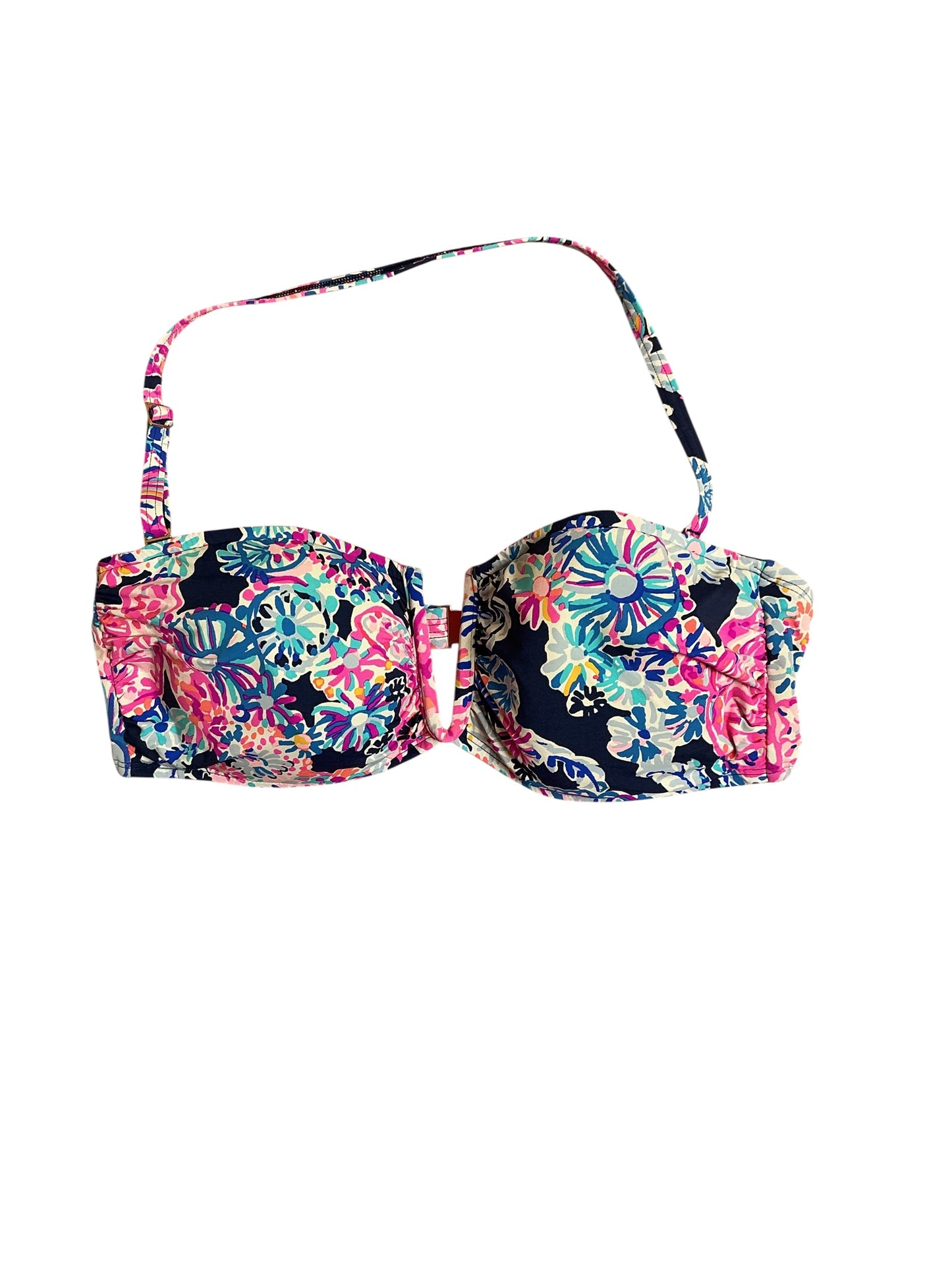 Lilly Pulitzer Niall Bikini Top - High Tide Navy Swimsuit In Turtle Amazement - Size S