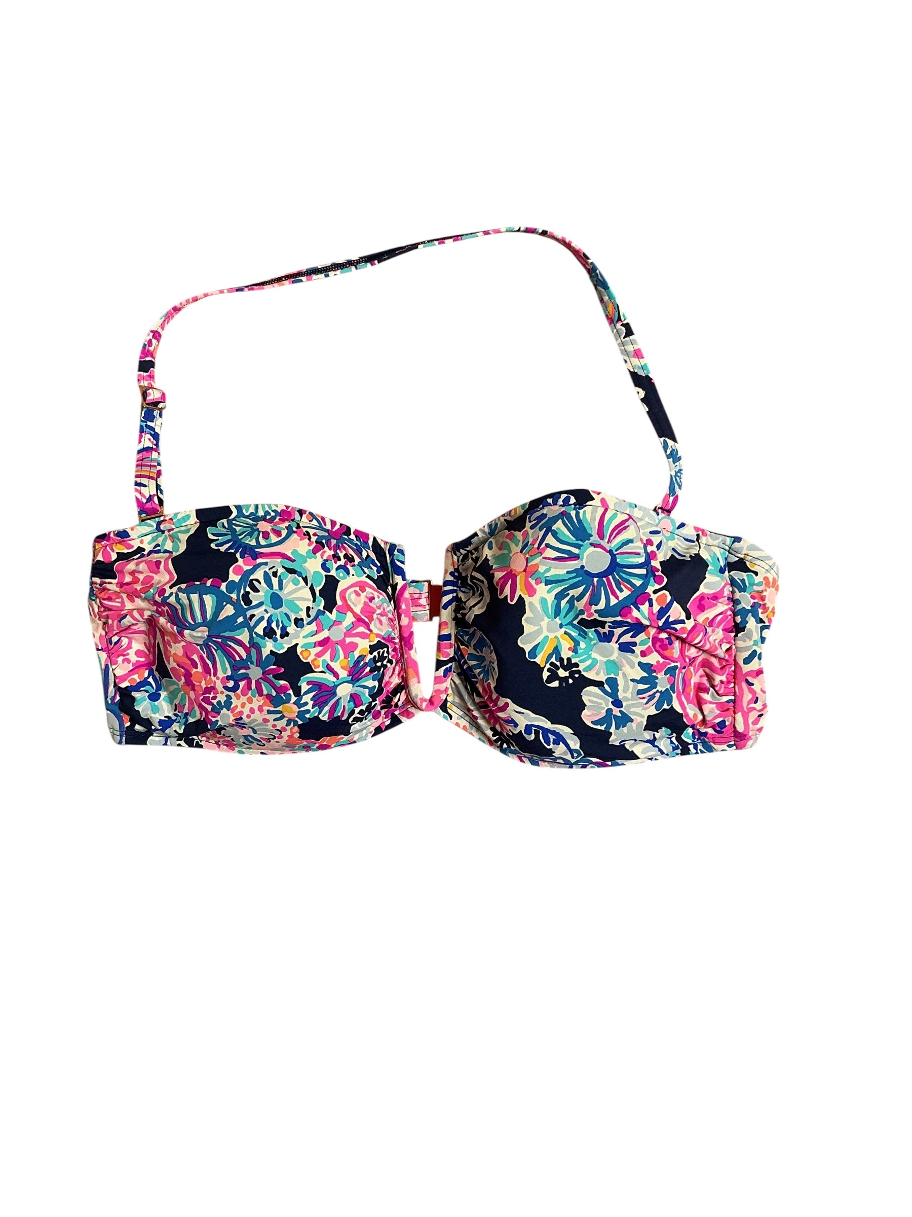 Lilly Pulitzer Niall Bikini Top - High Tide Navy Swimsuit In Turtle Amazement - Size S