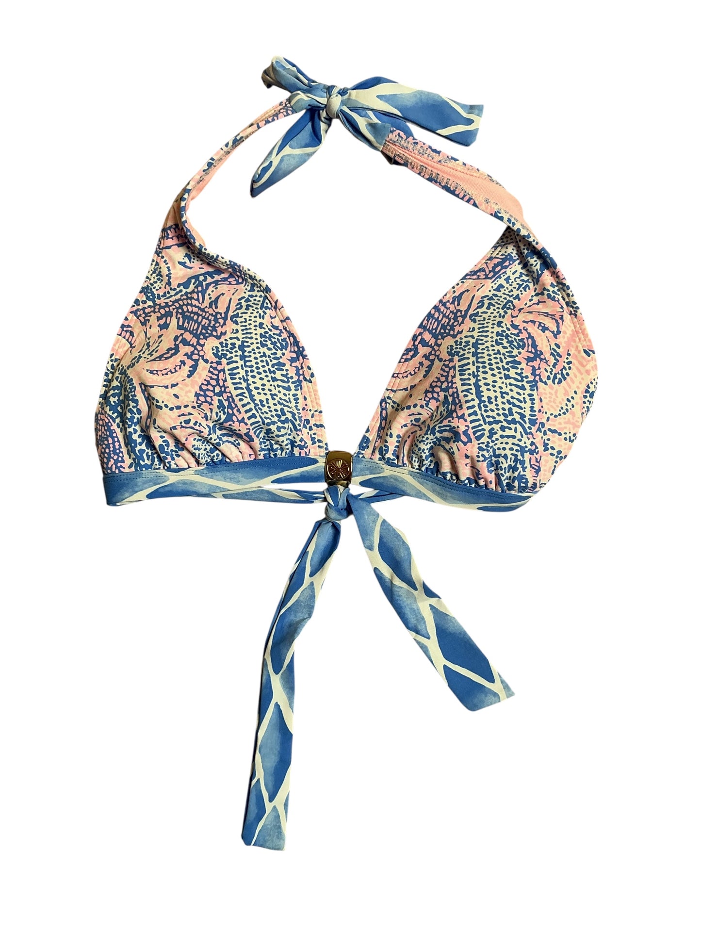 Lilly Pulitzer Triangle Bikini Swimsuit Top - Coastal Blue Maybe Gator Engineered Triangle Bikini - Size S
