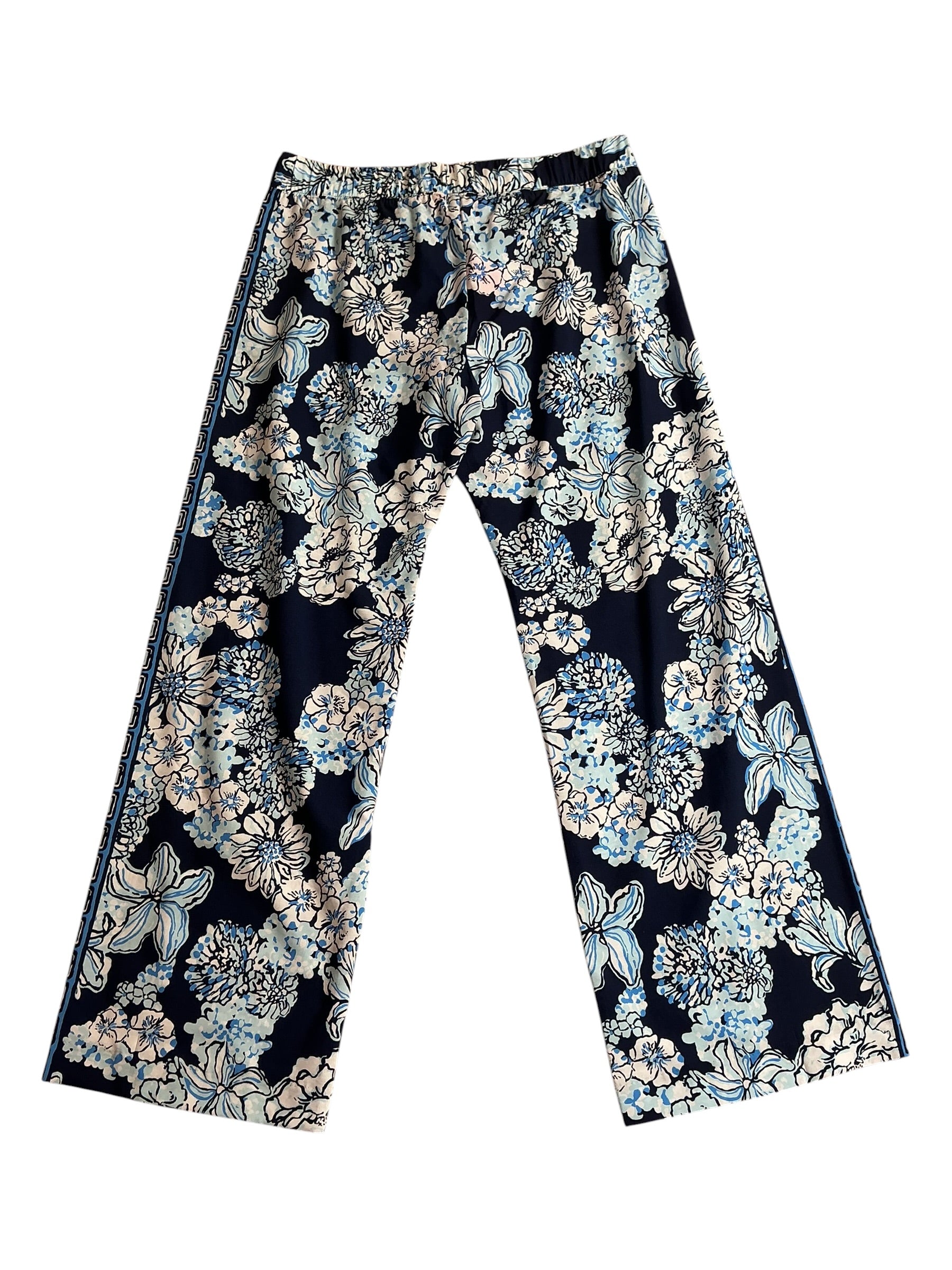 Lilly Pulitzer NWT Bal Harbour Palazzo Low Tide Navy Bouquet All Day Engine - Size L