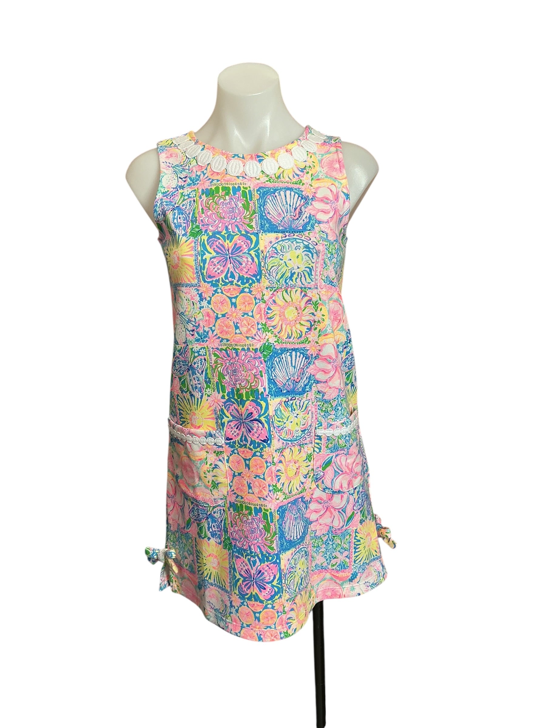 Lilly Pulitzer NWT Girls Little Lilly Knit Shift Dress Multi Patch My Drift - Size XL (12-14)