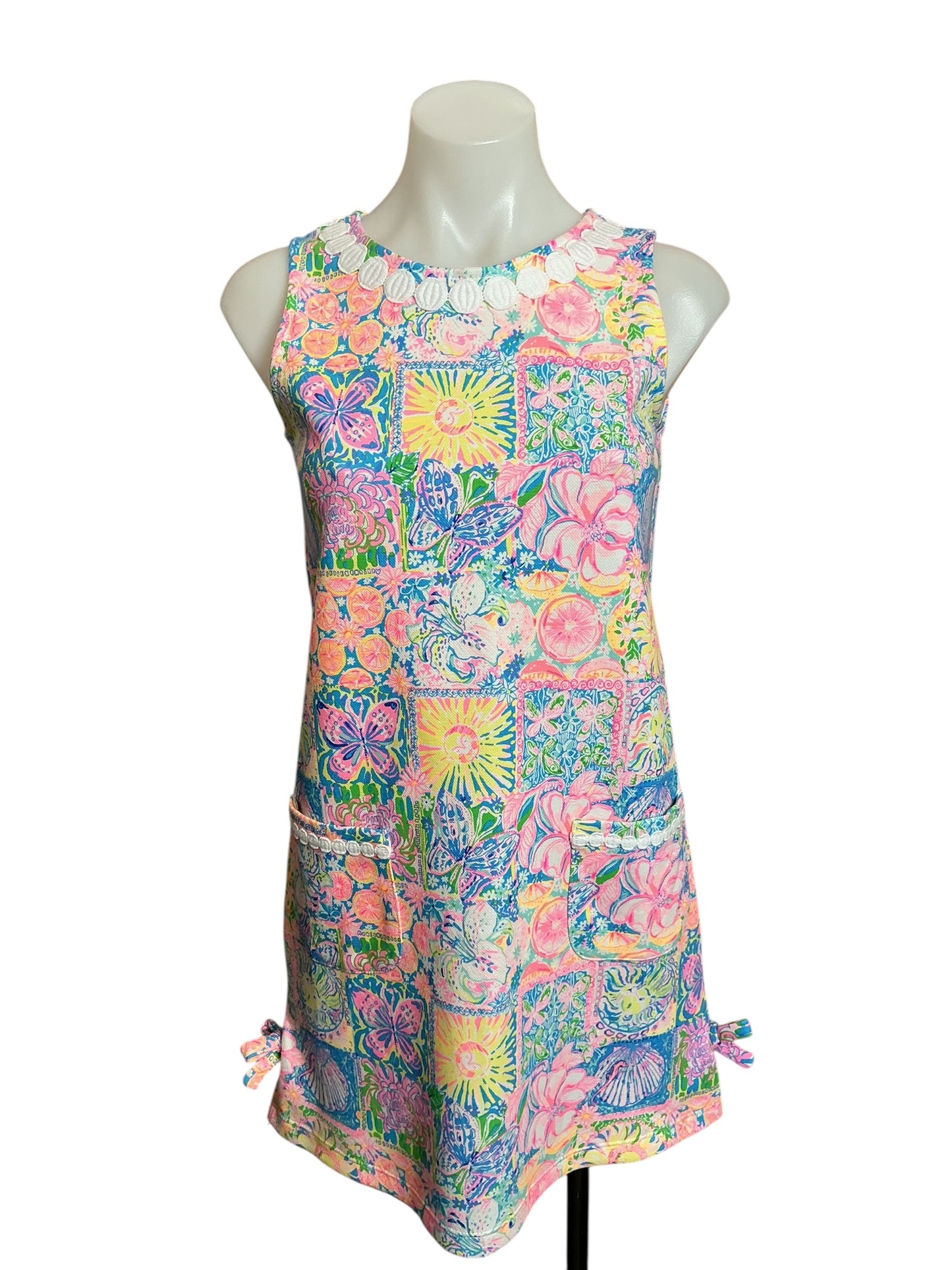 Lilly Pulitzer NWT Girls Little Lilly Knit Shift Dress Multi Patch My Drift - Size XL (12-14)